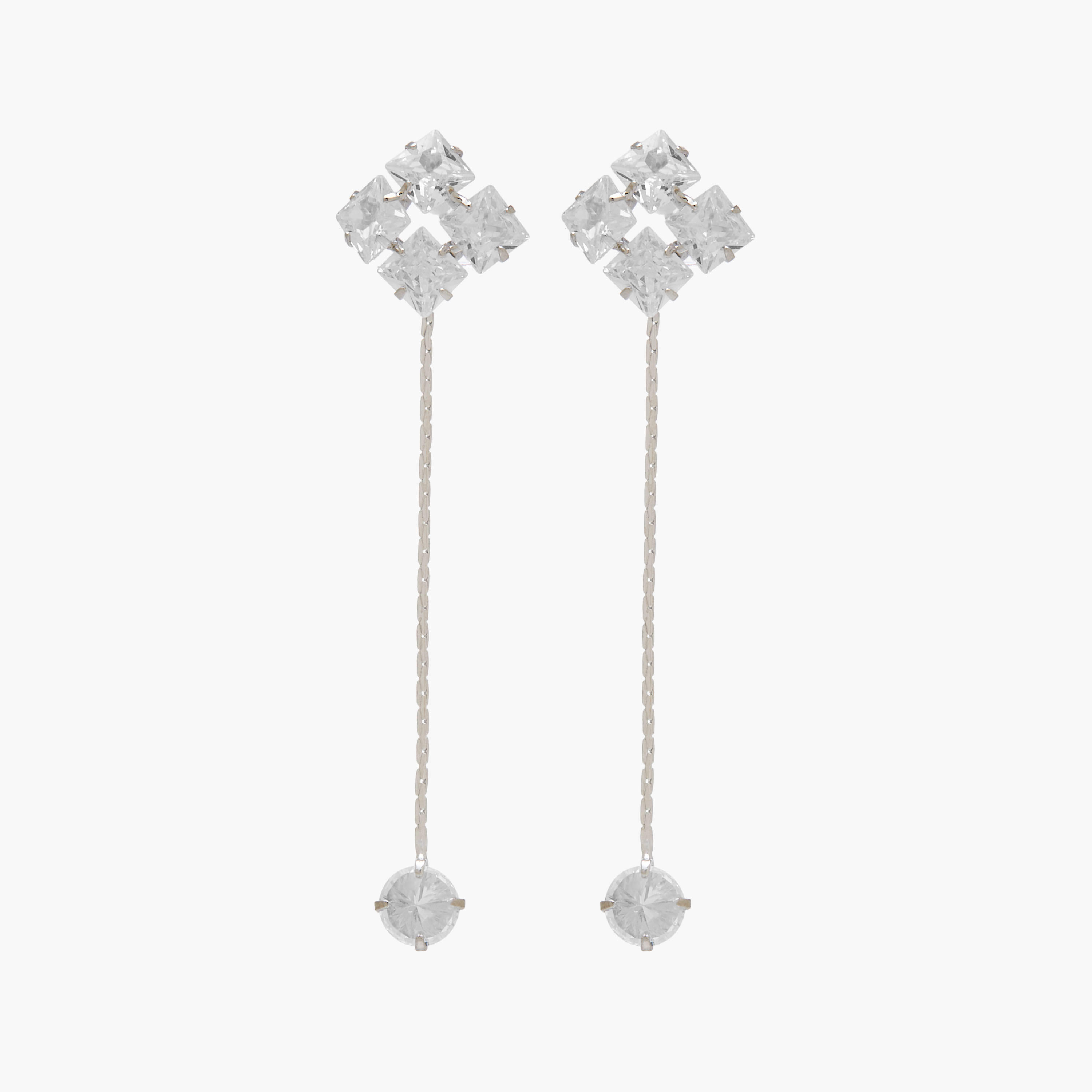 Metallic Cubic Zirconia Embellished Dangler Earrings with Pushback Closure-women-watchesandjewellery-jewellery-earrings-image-1