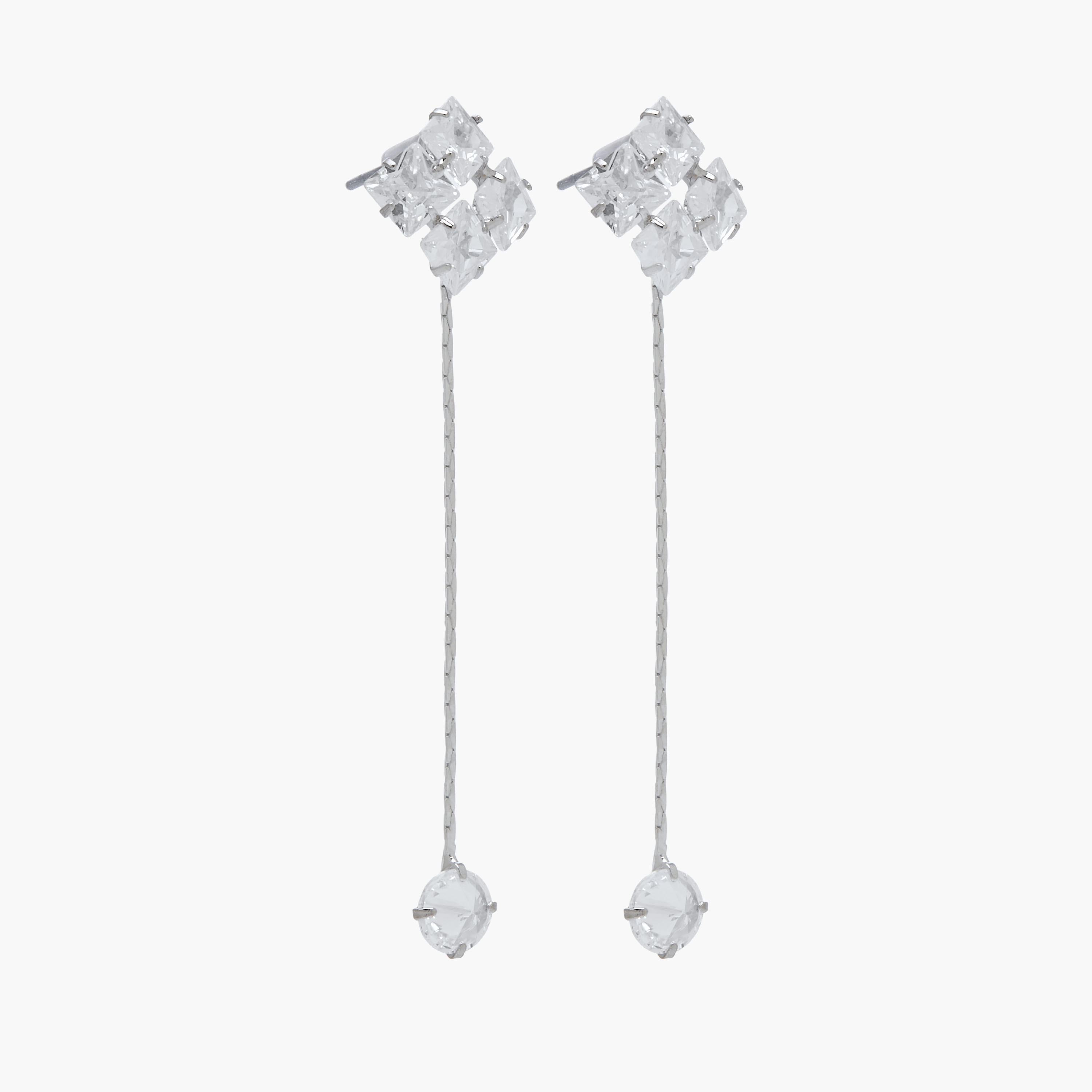 Metallic Cubic Zirconia Embellished Dangler Earrings with Pushback Closure-women-watchesandjewellery-jewellery-earrings-image-2