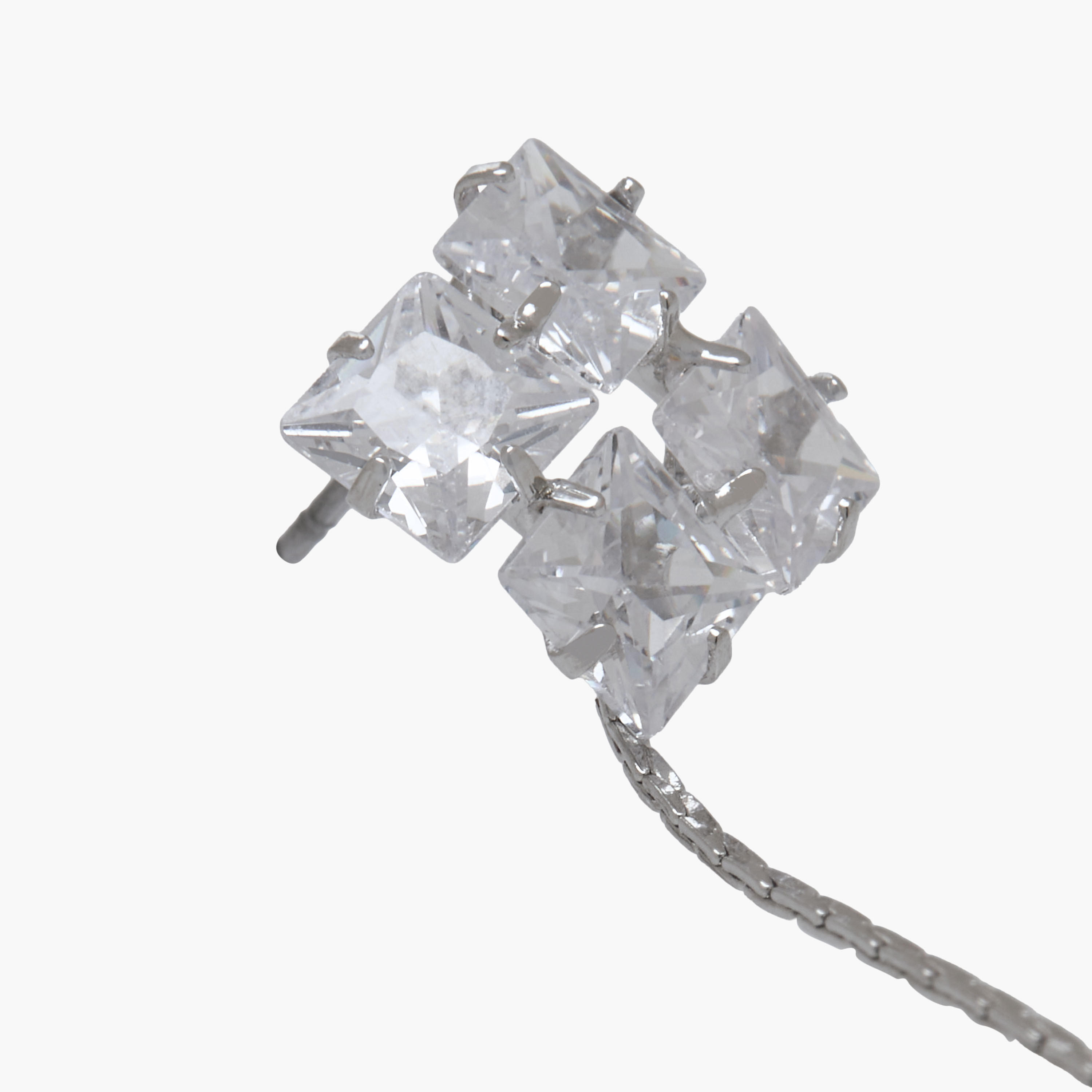 Metallic Cubic Zirconia Embellished Dangler Earrings with Pushback Closure-women-watchesandjewellery-jewellery-earrings-image-3