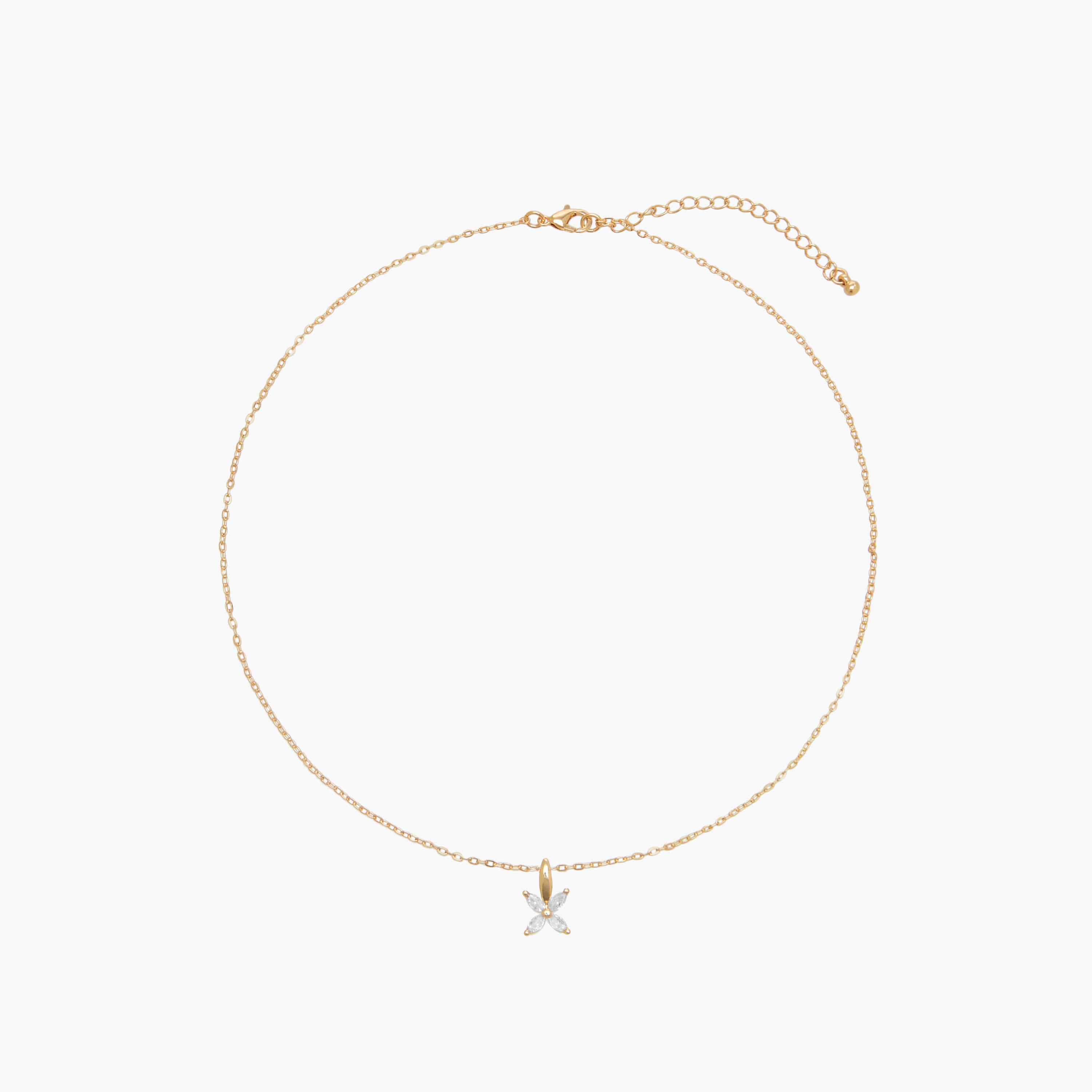 Gold Tone Cubic Zirconia Pendant Necklace with Floral Design-women-watchesandjewellery-jewellery-necklacesandpendants-image-1