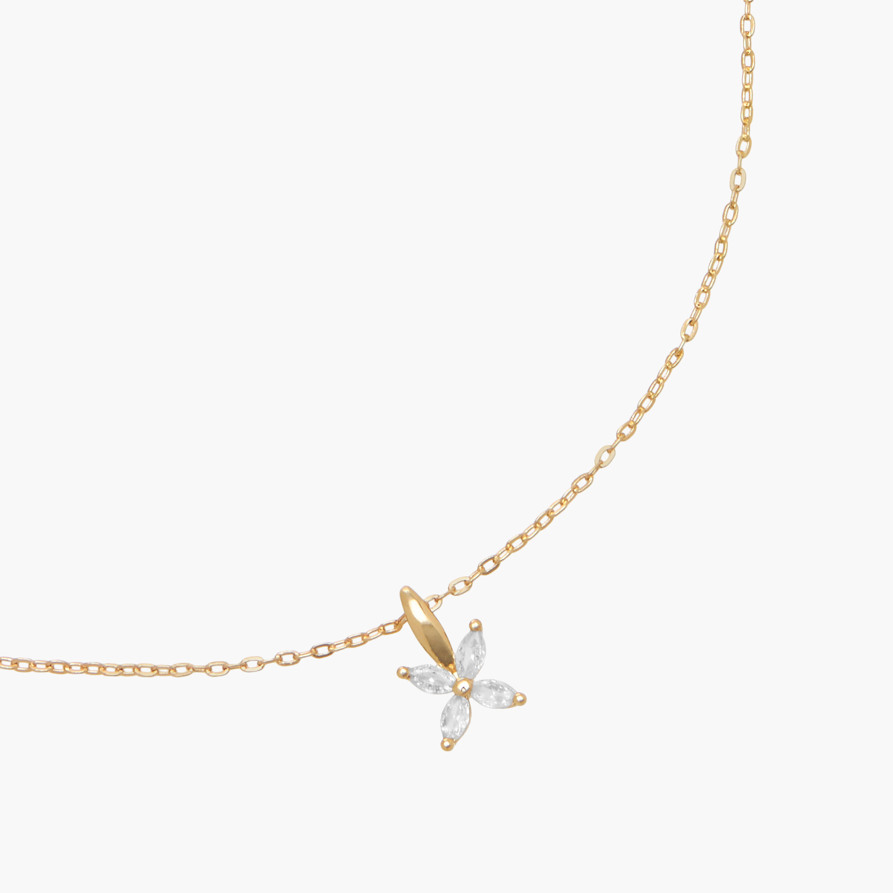 Gold Tone Cubic Zirconia Pendant Necklace with Floral Design-women-watchesandjewellery-jewellery-necklacesandpendants-image-2