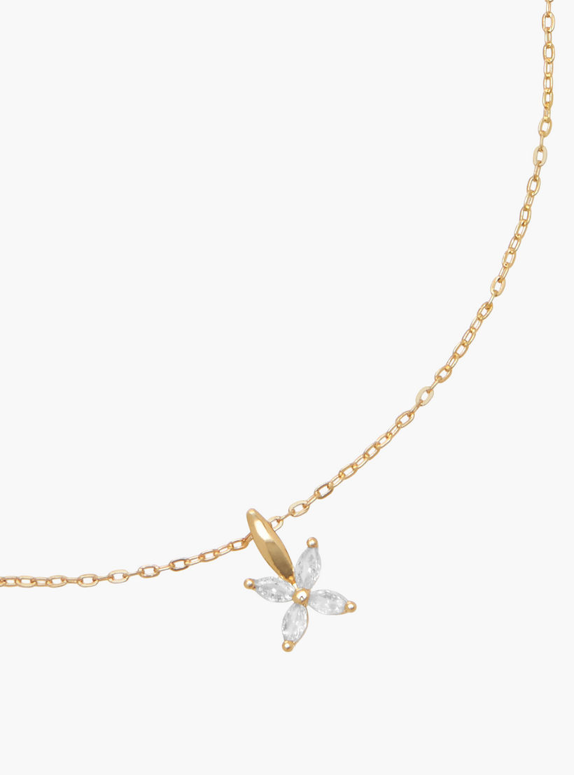 Gold Tone Cubic Zirconia Pendant Necklace with Floral Design-women-watchesandjewellery-jewellery-necklacesandpendants-image-2