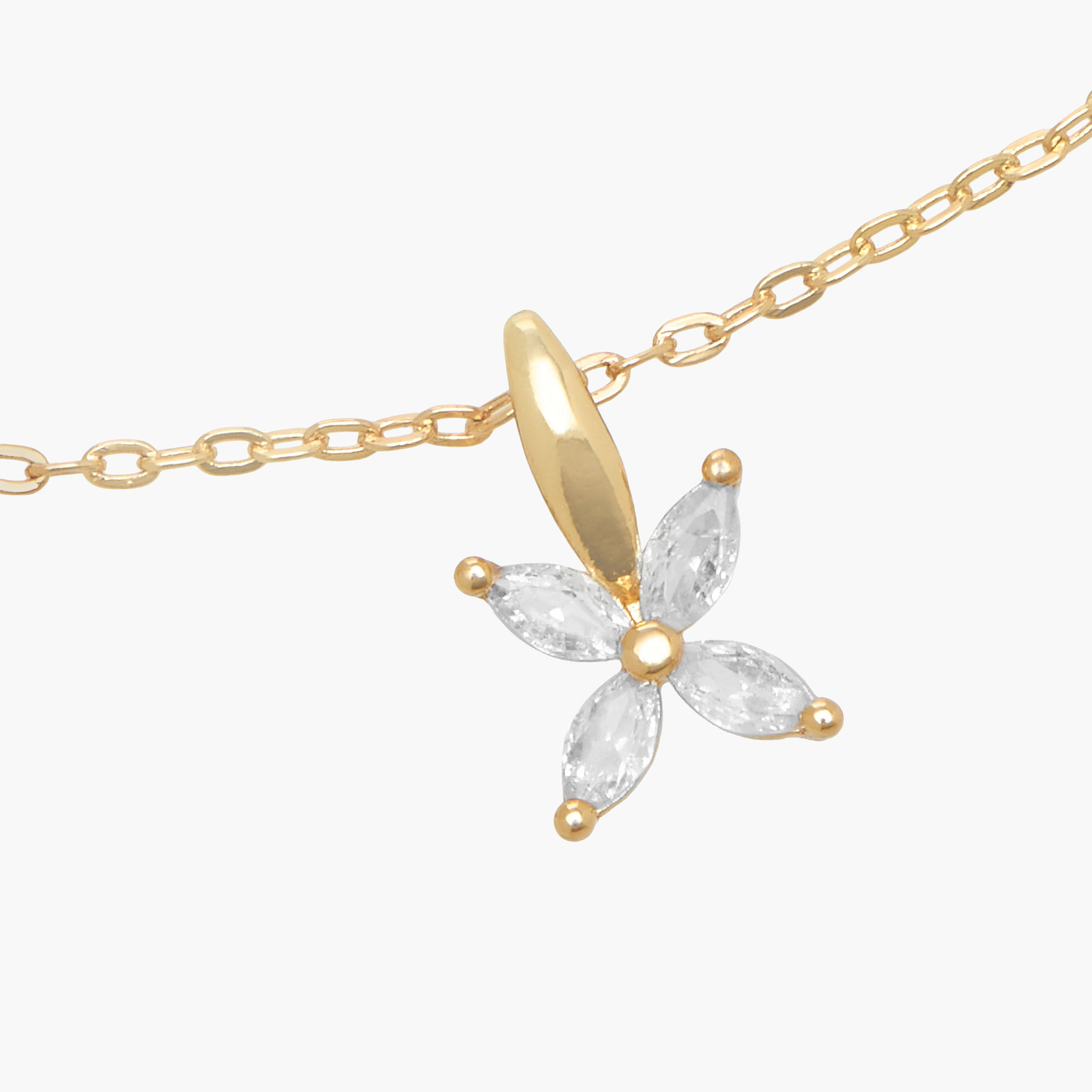 Gold Tone Cubic Zirconia Pendant Necklace with Floral Design-women-watchesandjewellery-jewellery-necklacesandpendants-image-3