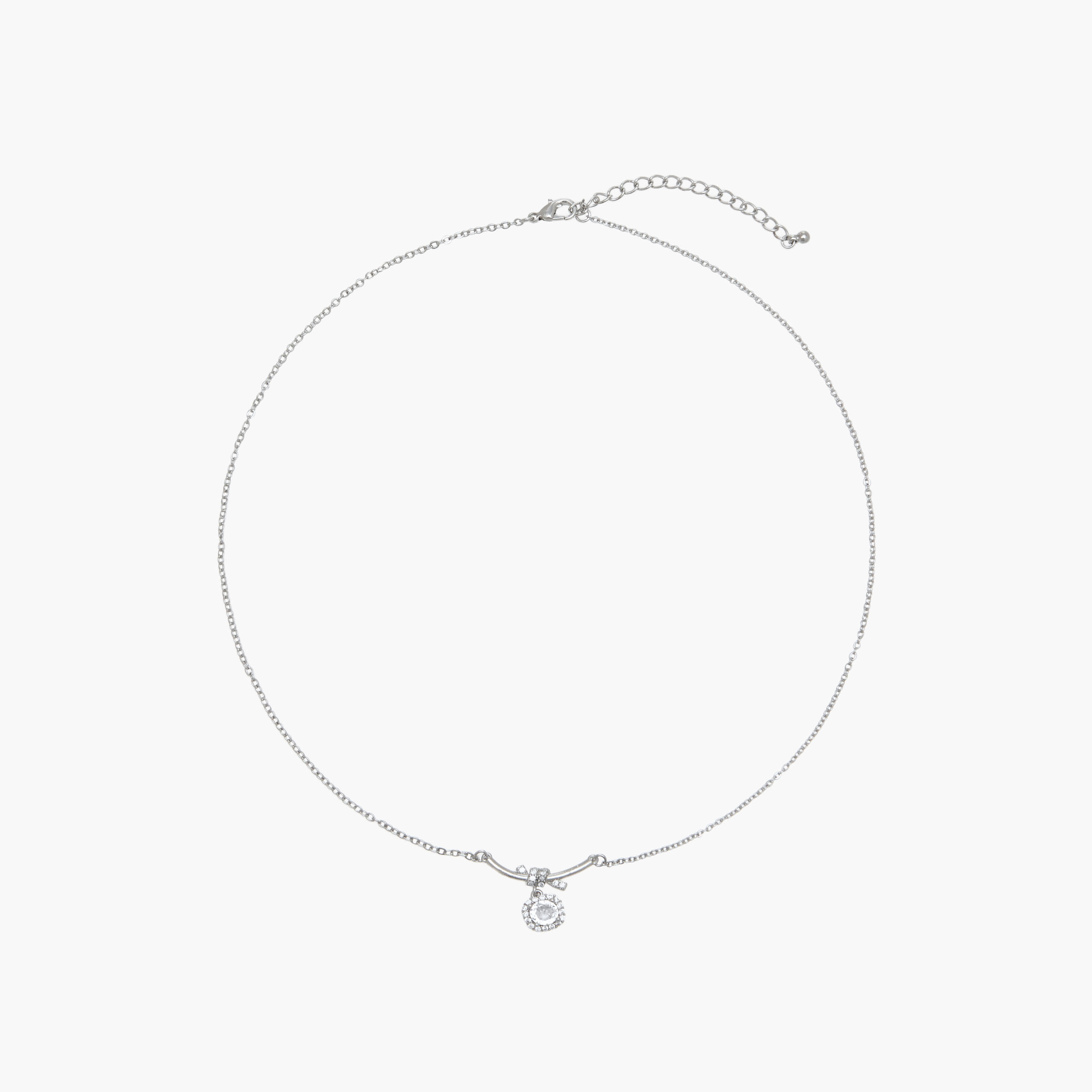 Silver Tone Cubic Zirconia Necklace with Pendant-women-watchesandjewellery-jewellery-necklacesandpendants-image-1