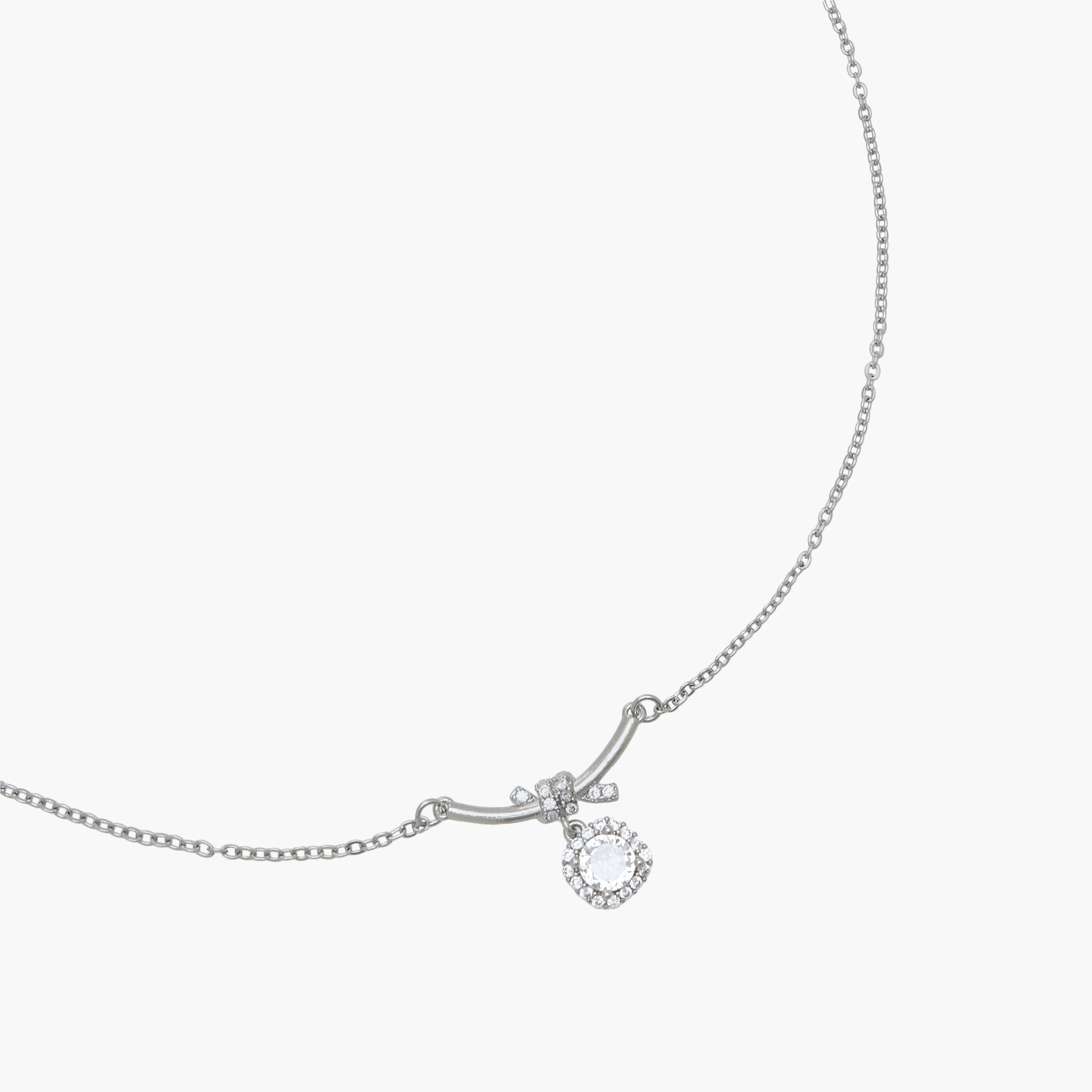 Silver Tone Cubic Zirconia Necklace with Pendant-women-watchesandjewellery-jewellery-necklacesandpendants-image-2