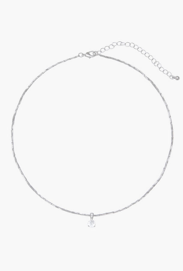 قلادة بلون فضي ودلاية حجر زيركون-women-watchesandjewellery-jewellery-necklacesandpendants-image-1