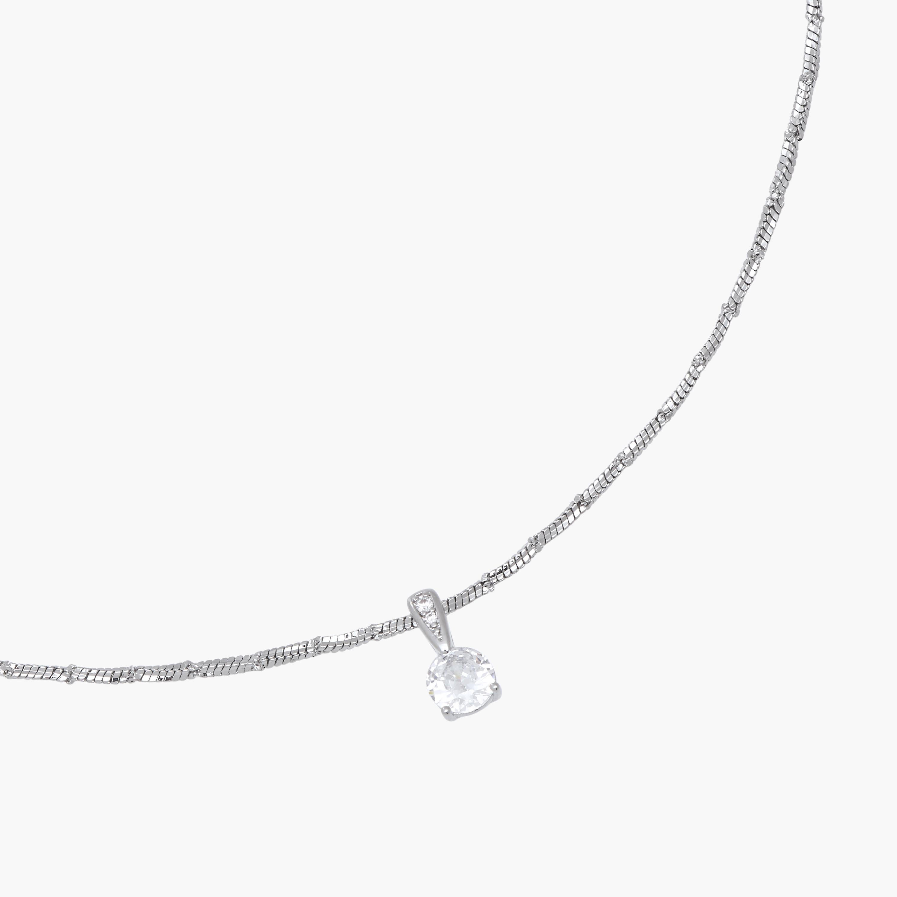 قلادة بلون فضي ودلاية حجر زيركون-women-watchesandjewellery-jewellery-necklacesandpendants-image-2