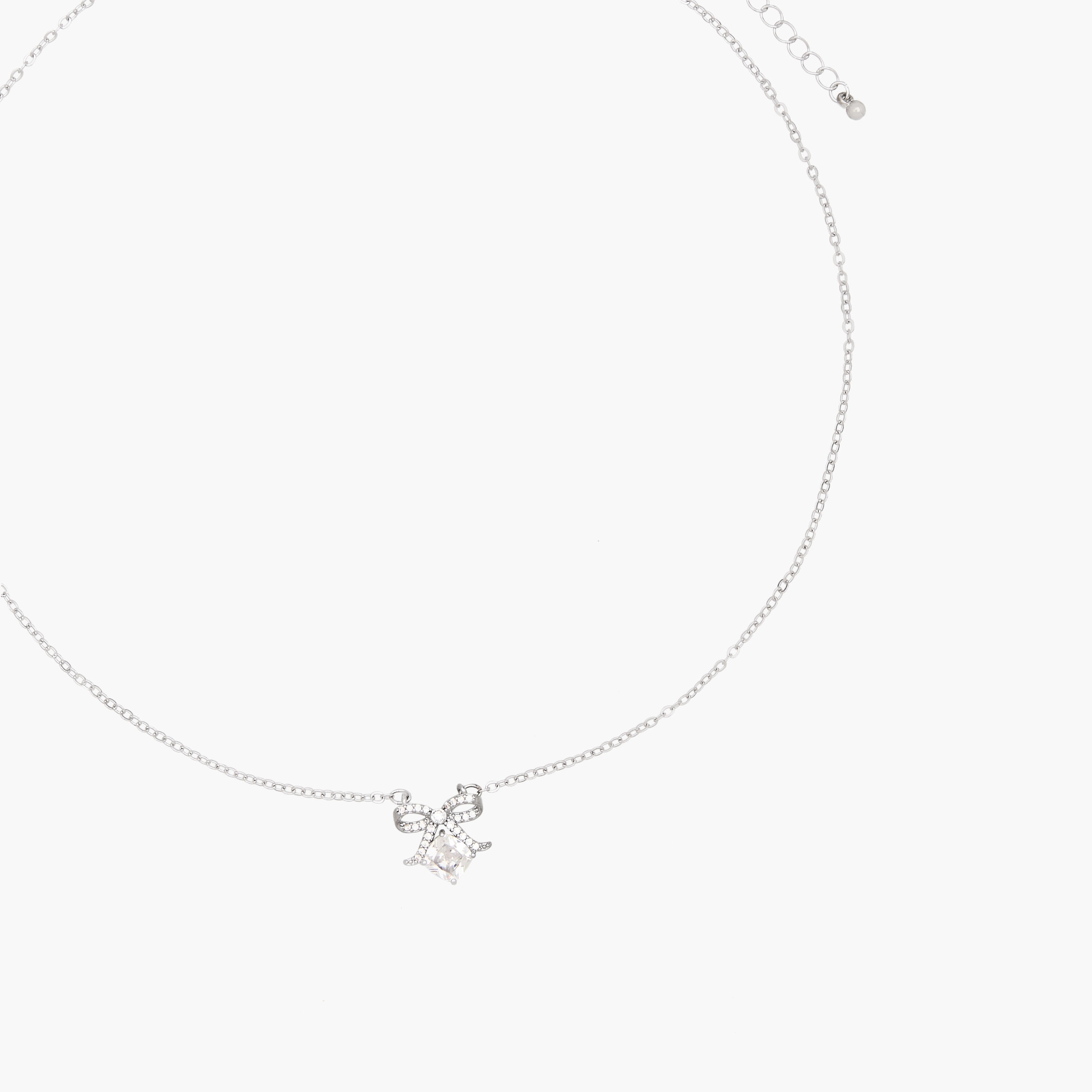 Silver Tone Pendant Necklace with Cubic Zirconia Stone Embellishment-women-watchesandjewellery-jewellery-necklacesandpendants-image-2