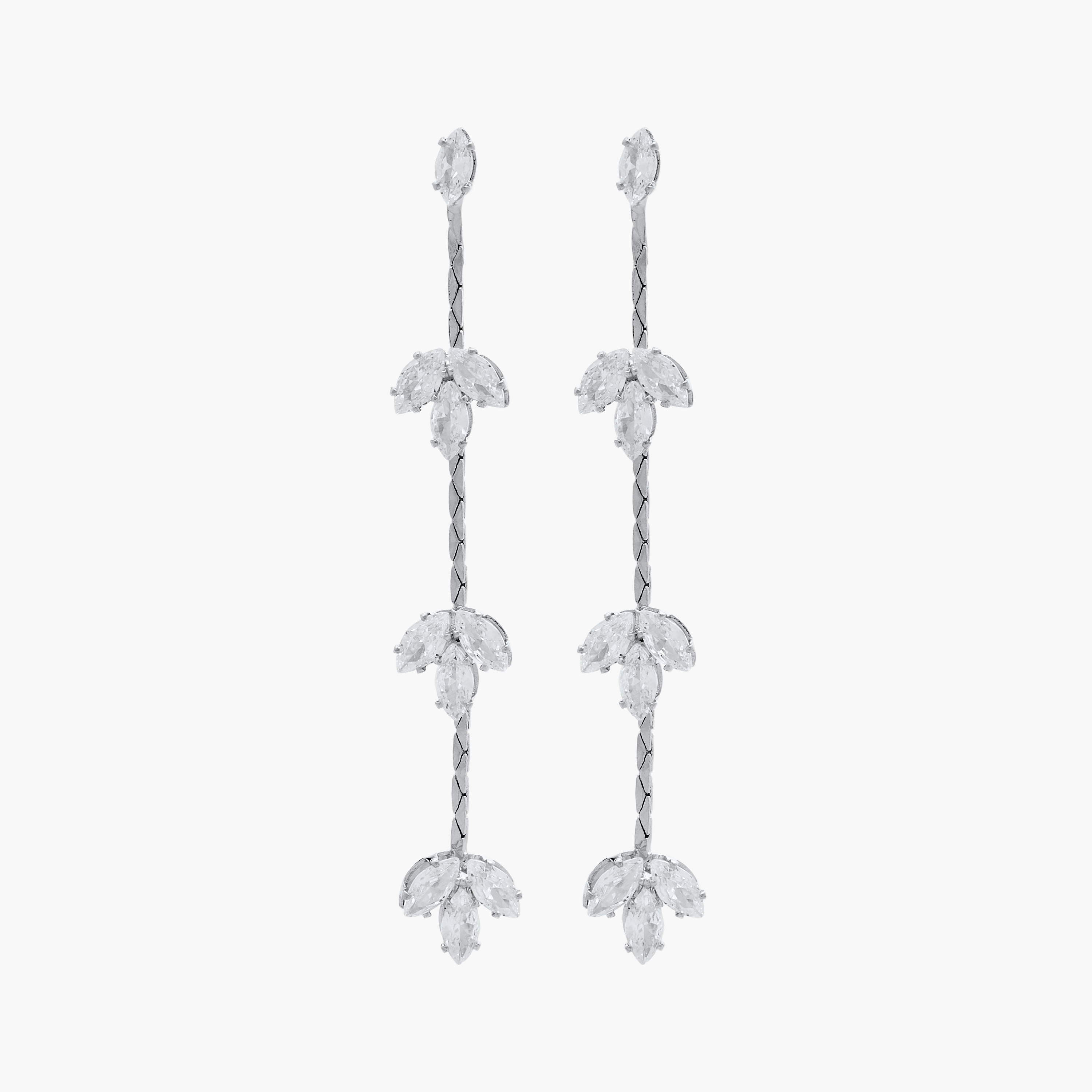 Metallic Cubic Zirconia Embellished Dangler Earrings with Pushback Closure-women-watchesandjewellery-jewellery-earrings-image-1