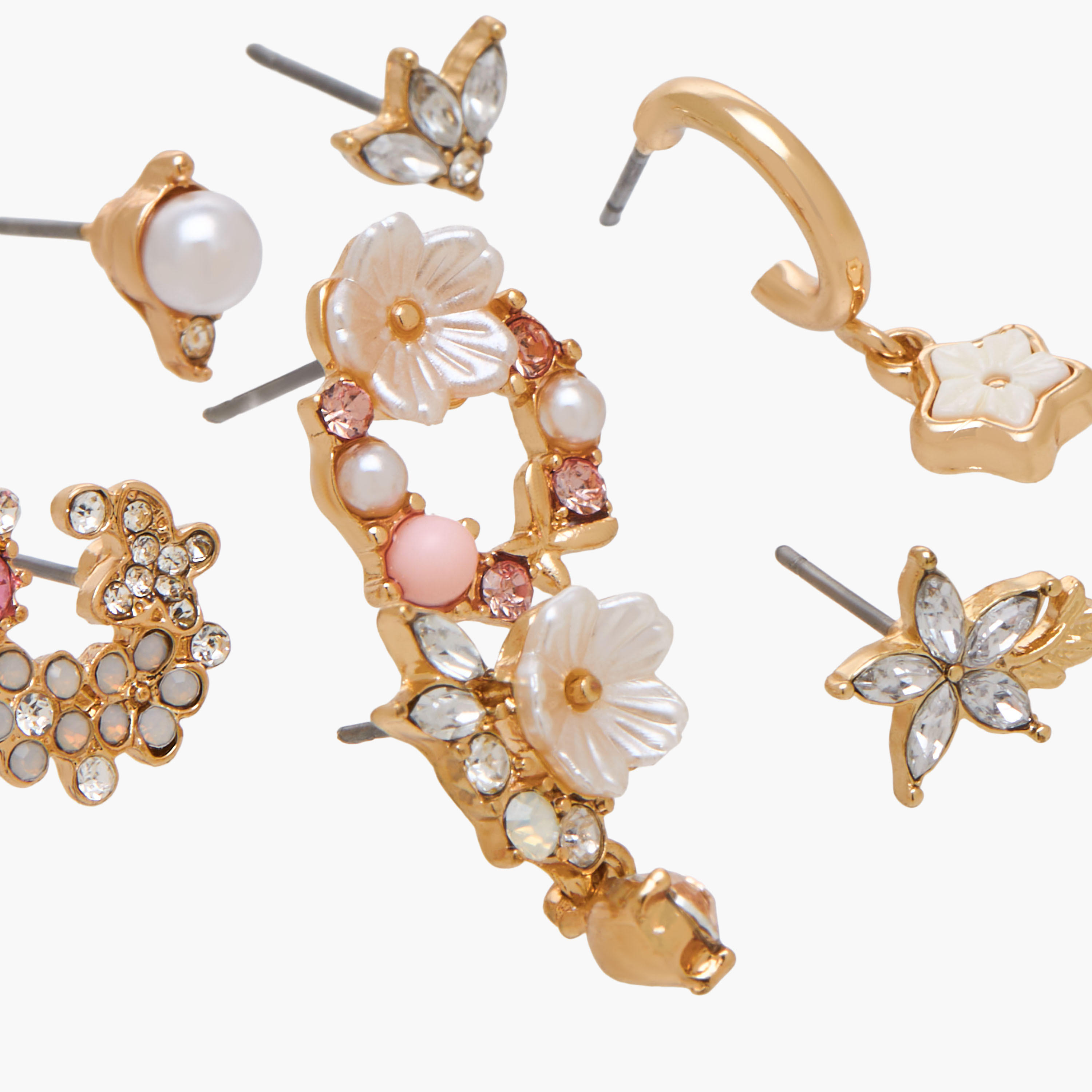 Pack of 8 Metallic Embellished Earrings with Pushback Closure-women-watchesandjewellery-jewellery-earrings-image-3