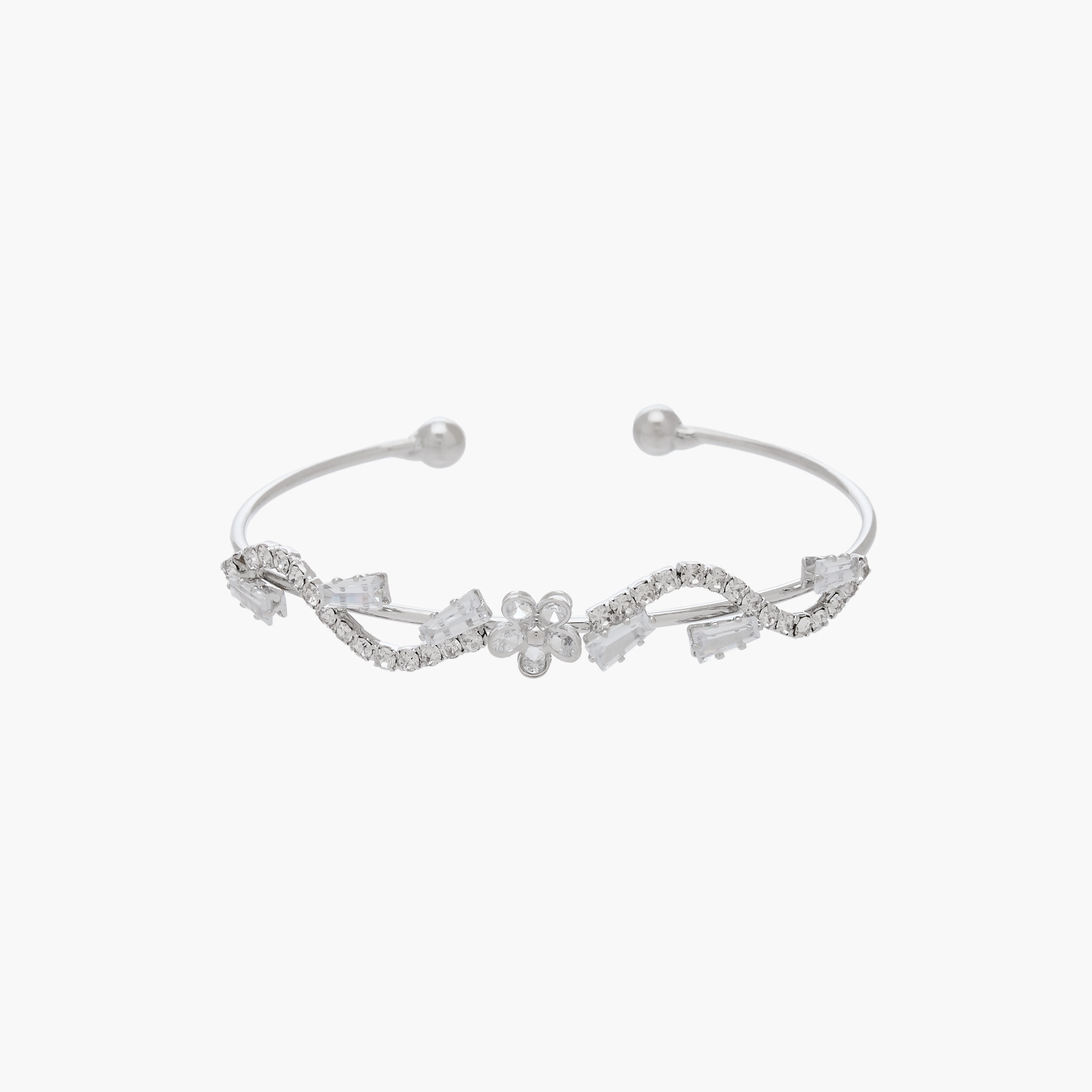 سوار معدني مزين بزركون مكعب-women-watchesandjewellery-jewellery-banglesandbracelets-image-1