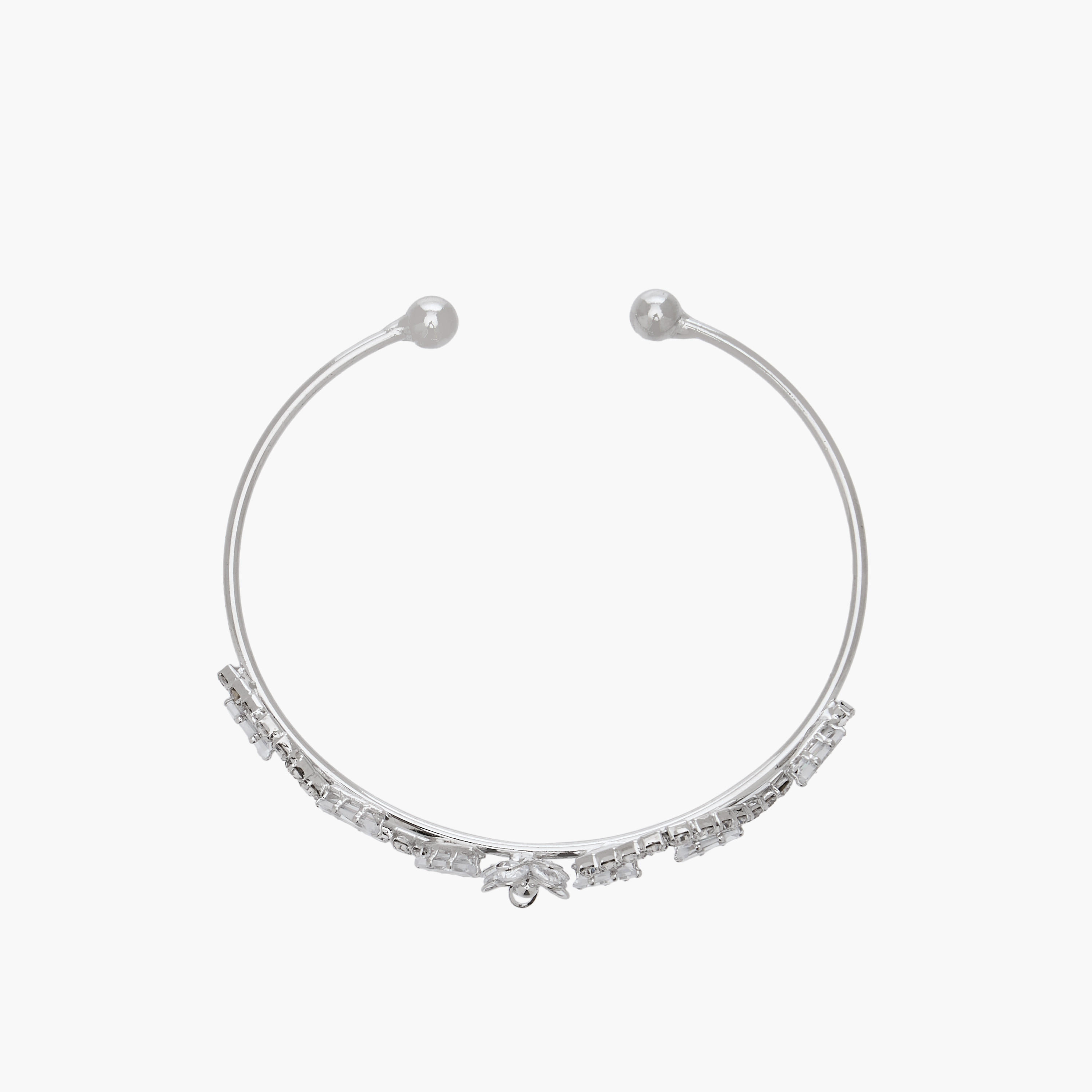 سوار معدني مزين بزركون مكعب-women-watchesandjewellery-jewellery-banglesandbracelets-image-2