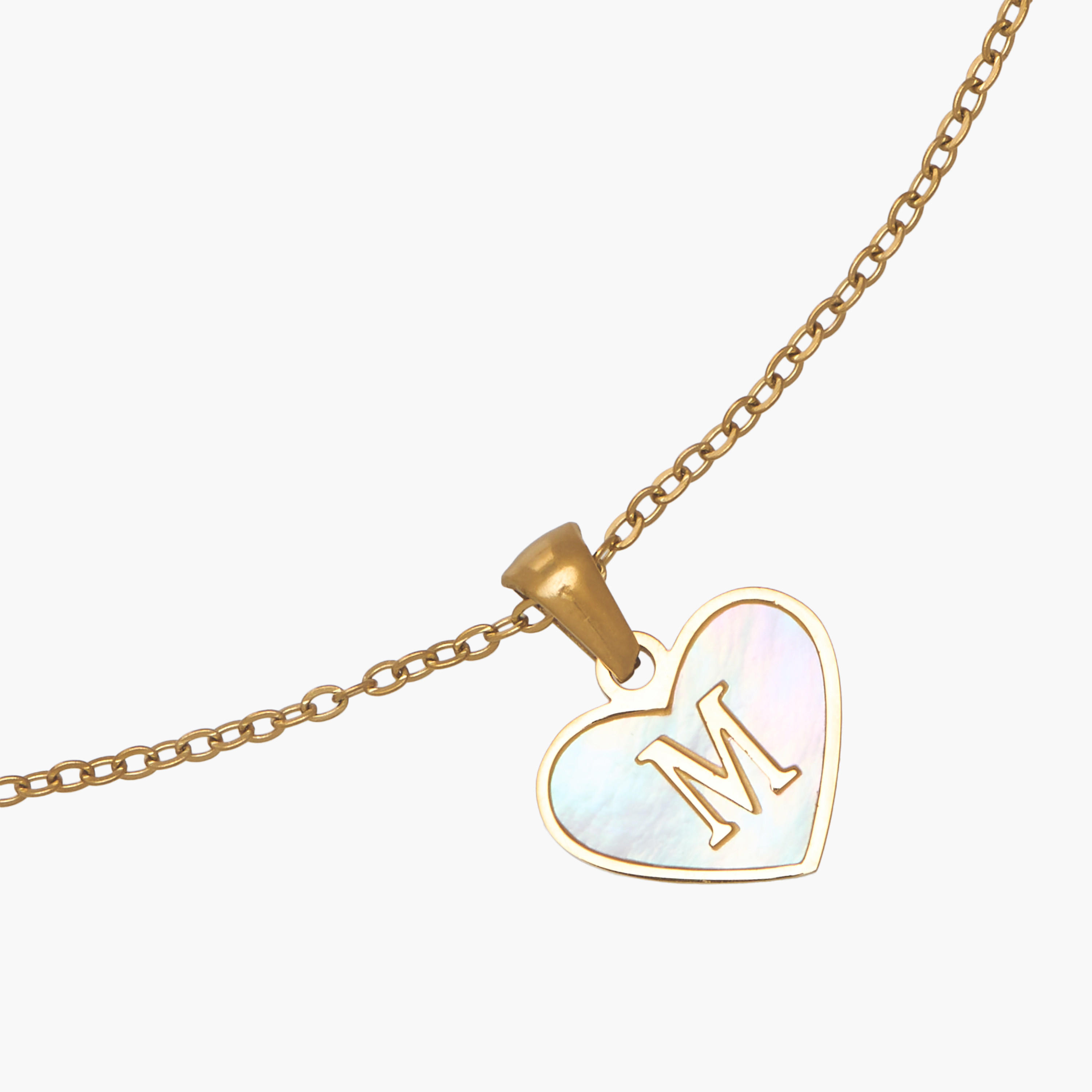 Gold Tone Pendant Necklace with Initial M-women-watchesandjewellery-jewellery-necklacesandpendants-image-3