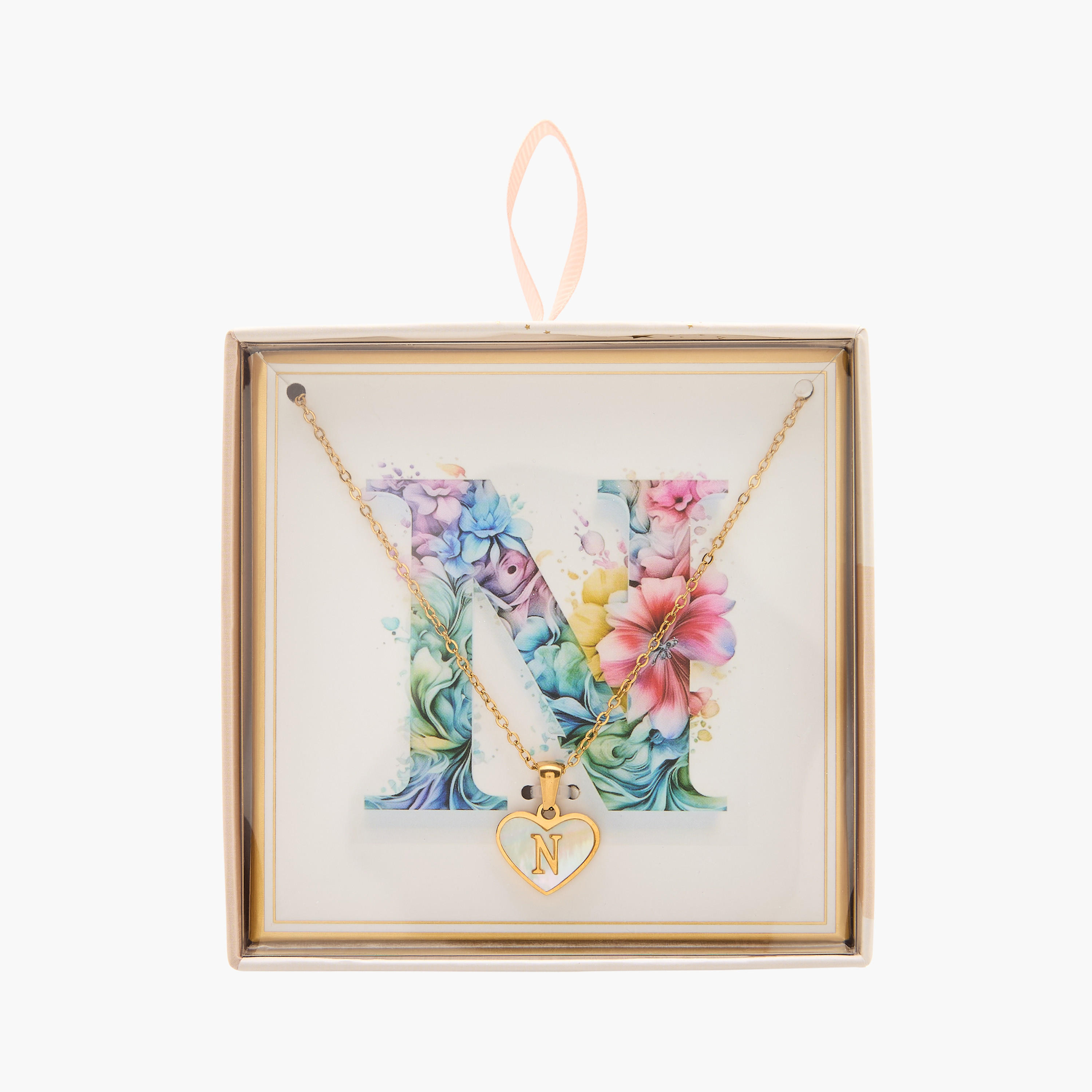 Gold Tone Pendant Necklace with Initial N-women-watchesandjewellery-jewellery-necklacesandpendants-image-4