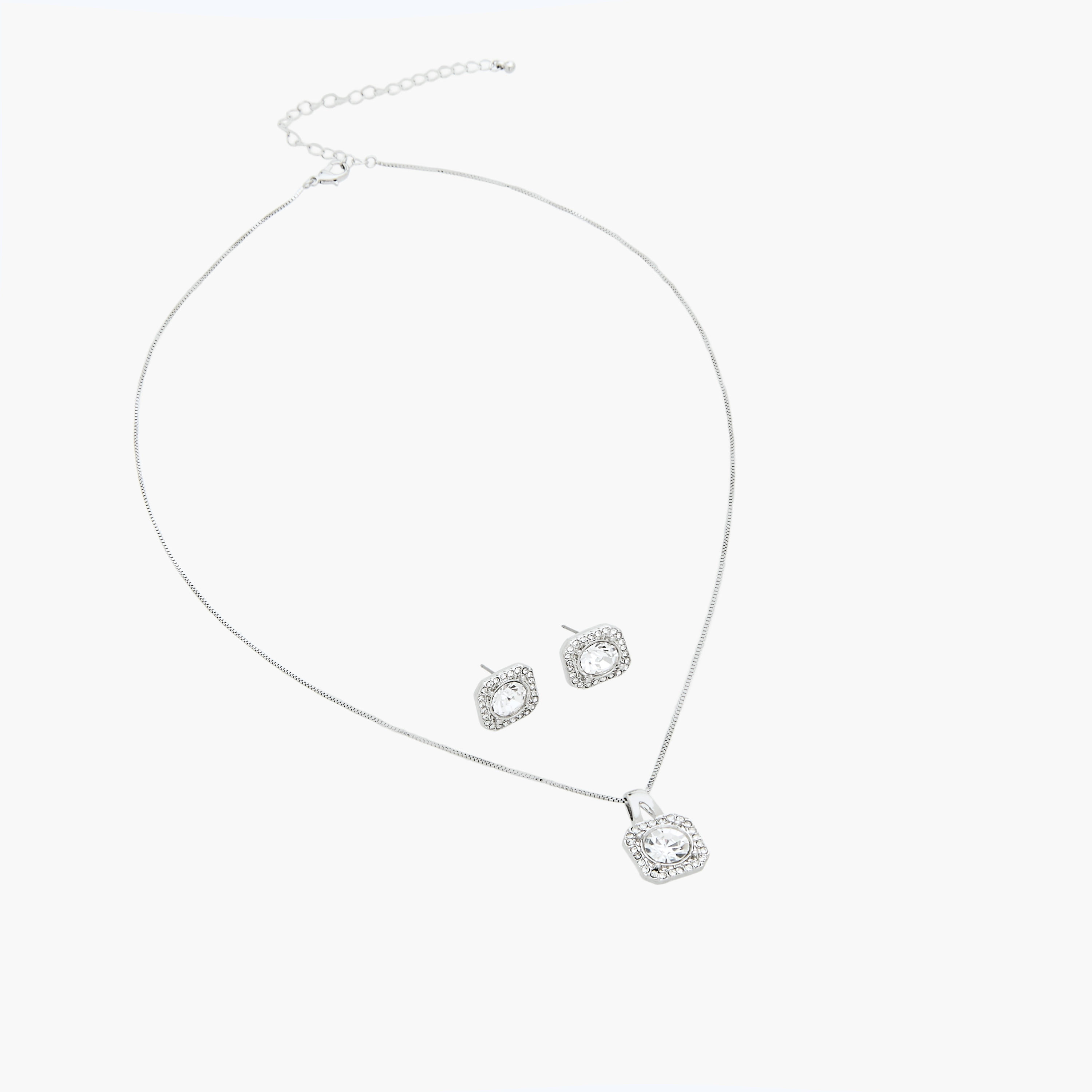 Set of 2 - Stone Embellished Pendant Necklace and Earrings-women-watchesandjewellery-jewellery-jewellerysets-image-3
