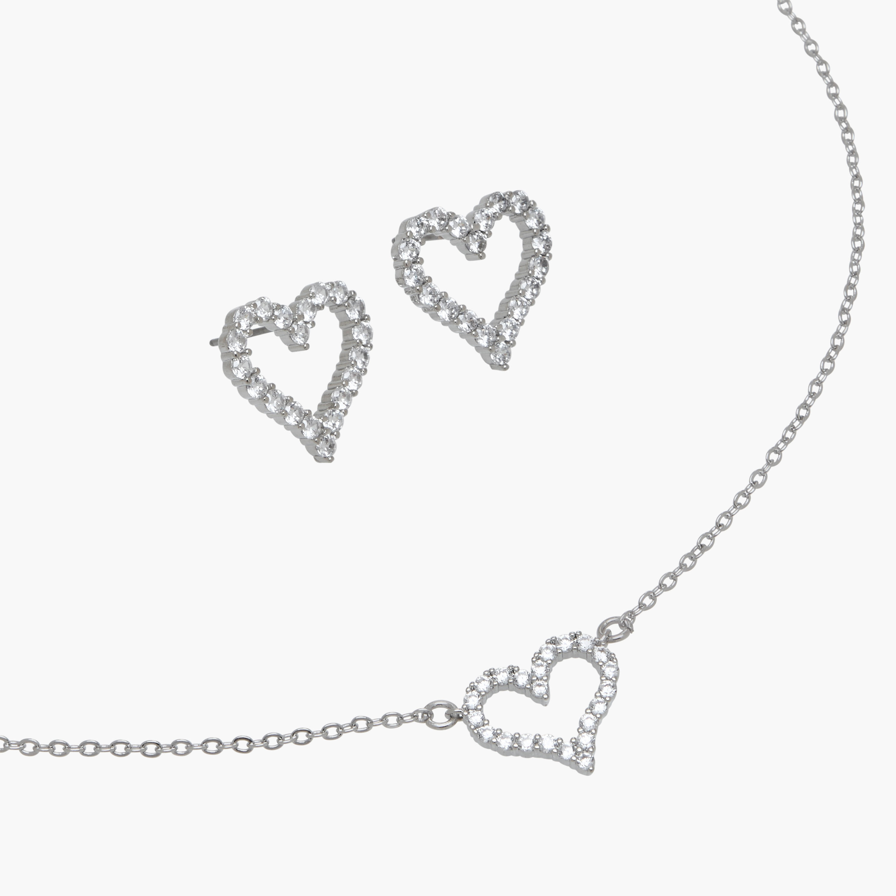 Set of 2 - Embellished Heart Pendant Necklace and Earrings-women-watchesandjewellery-jewellery-jewellerysets-image-3