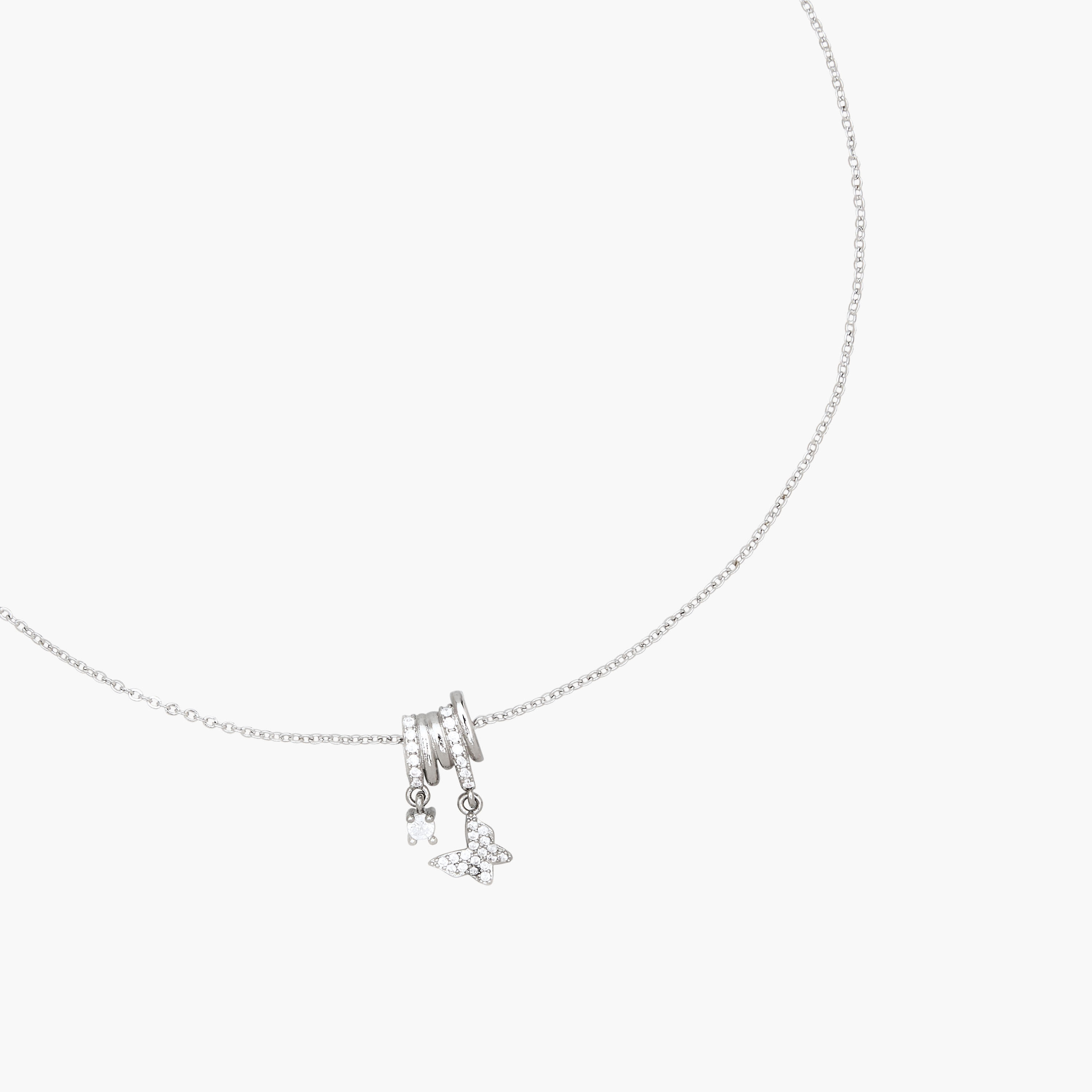 Silver Tone Pendant Necklace with Cubic Zirconia Stone Embellishment-women-watchesandjewellery-jewellery-necklacesandpendants-image-2