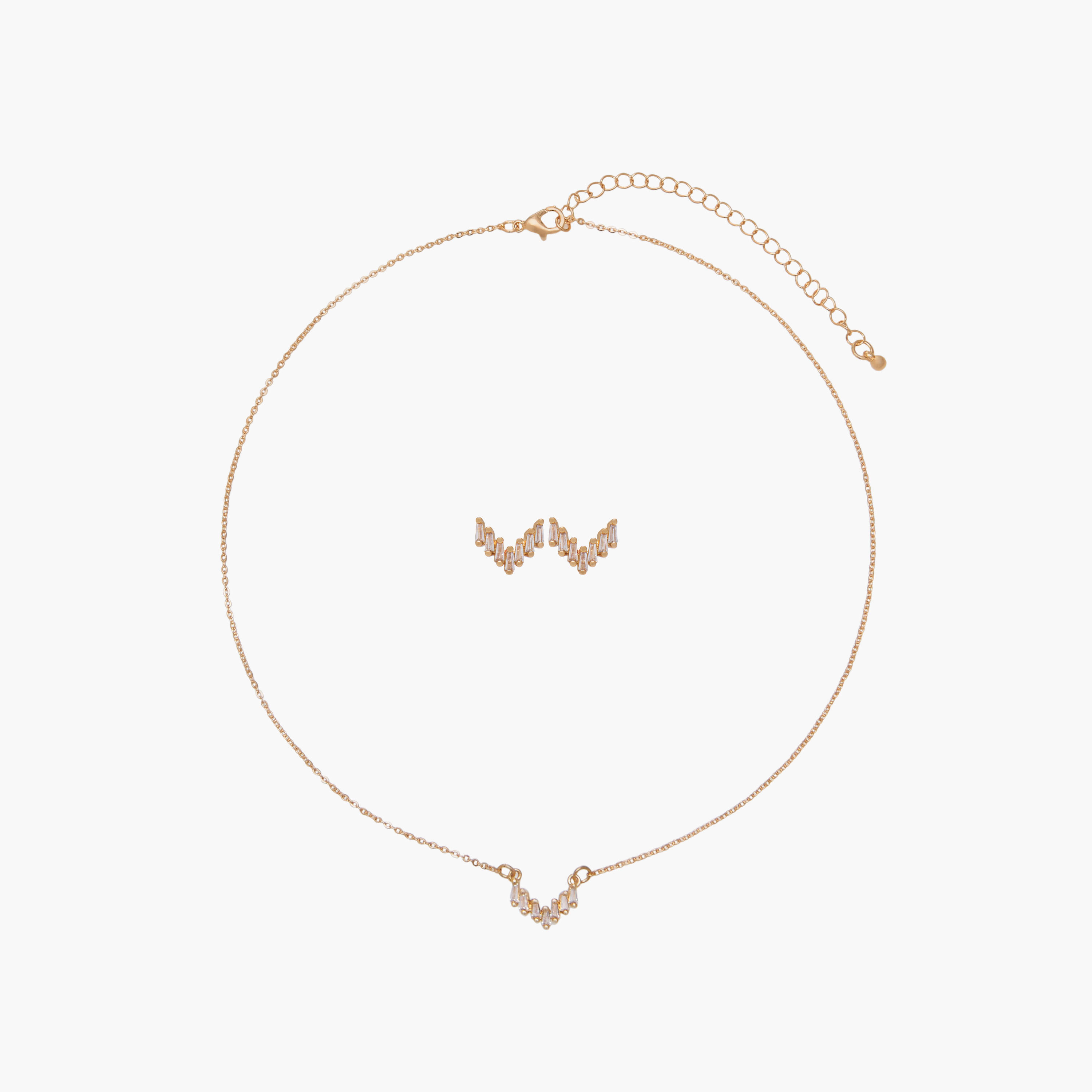 Set of 2 - Embellished Gold Tone Necklace and Earrings-women-watchesandjewellery-jewellery-jewellerysets-image-1