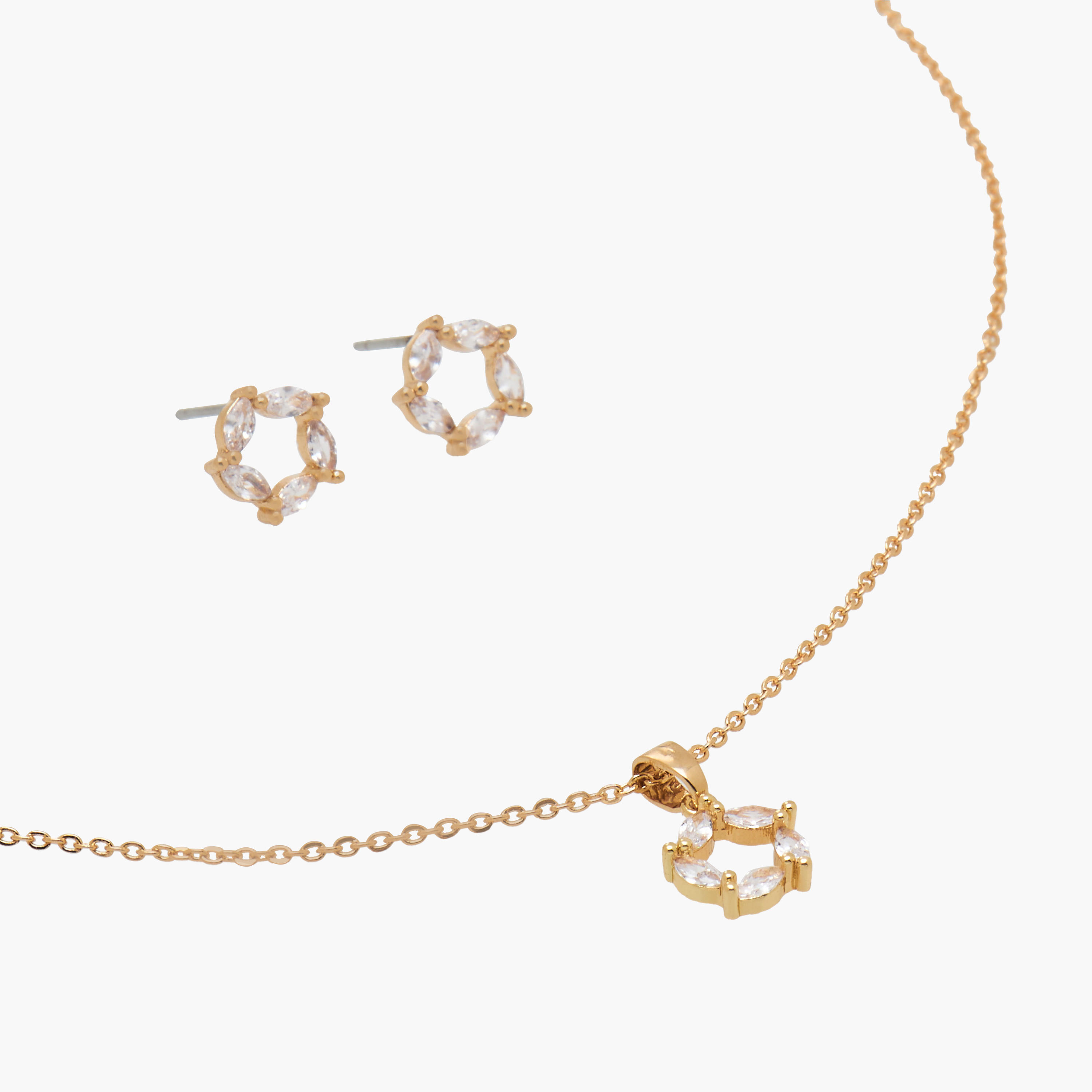 Set of 2 - Cubic Zirconia Embellished Pendant Necklace and Earrings-women-watchesandjewellery-jewellery-jewellerysets-image-3