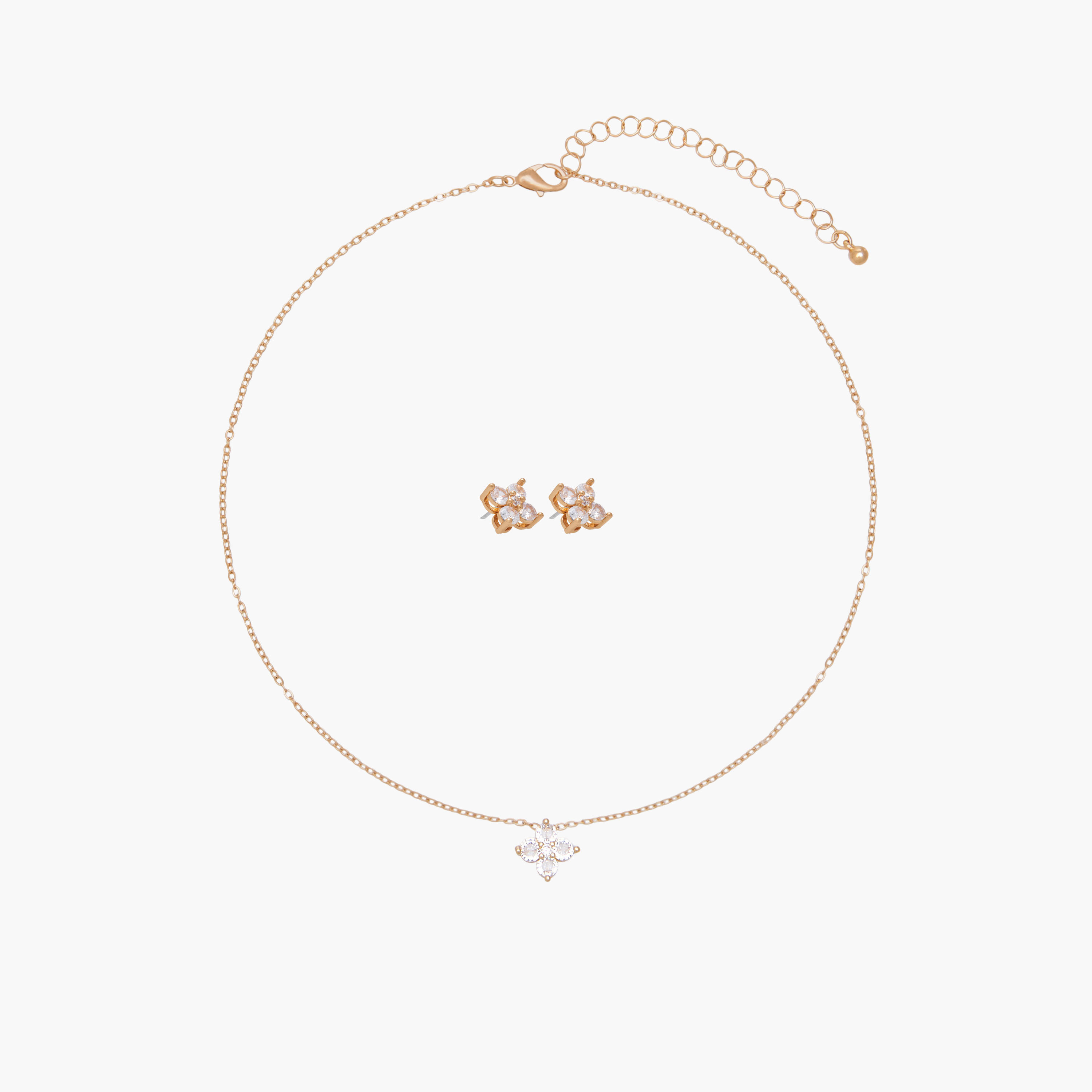 Set of 2 - Cubic Zirconia Embellished Pendant Necklace and Earrings-women-watchesandjewellery-jewellery-jewellerysets-image-1