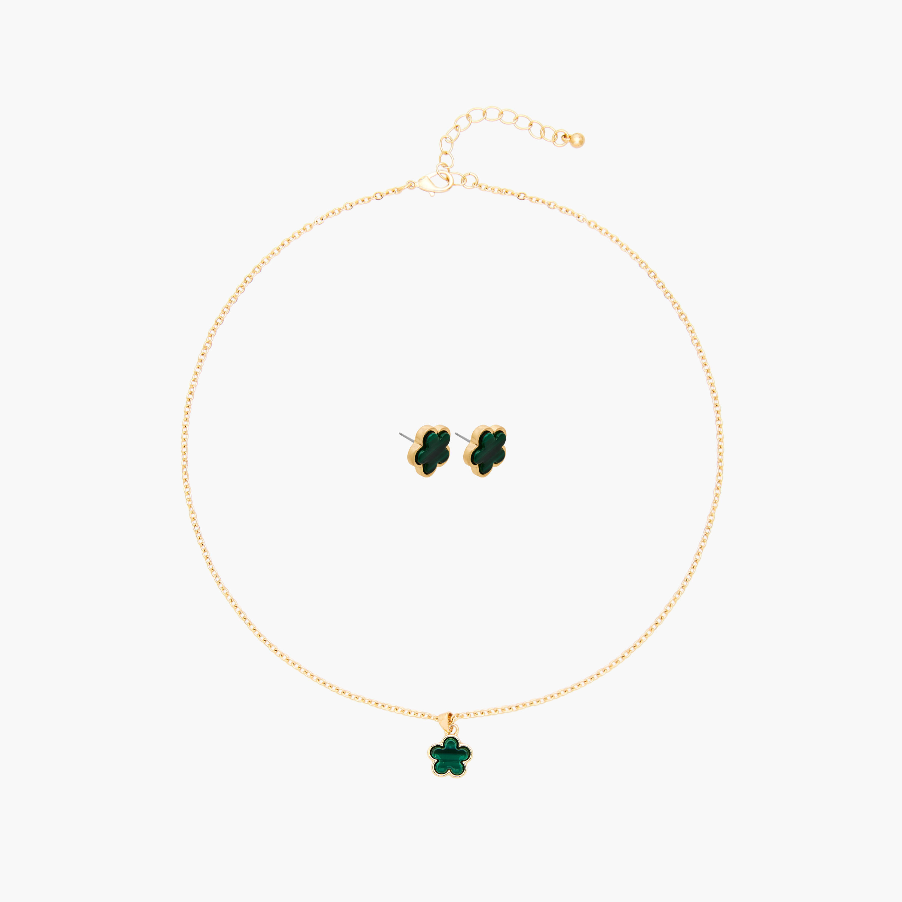 Set of 2 - Embellished Floral Pendant Necklace and Earrings-women-watchesandjewellery-jewellery-jewellerysets-image-1