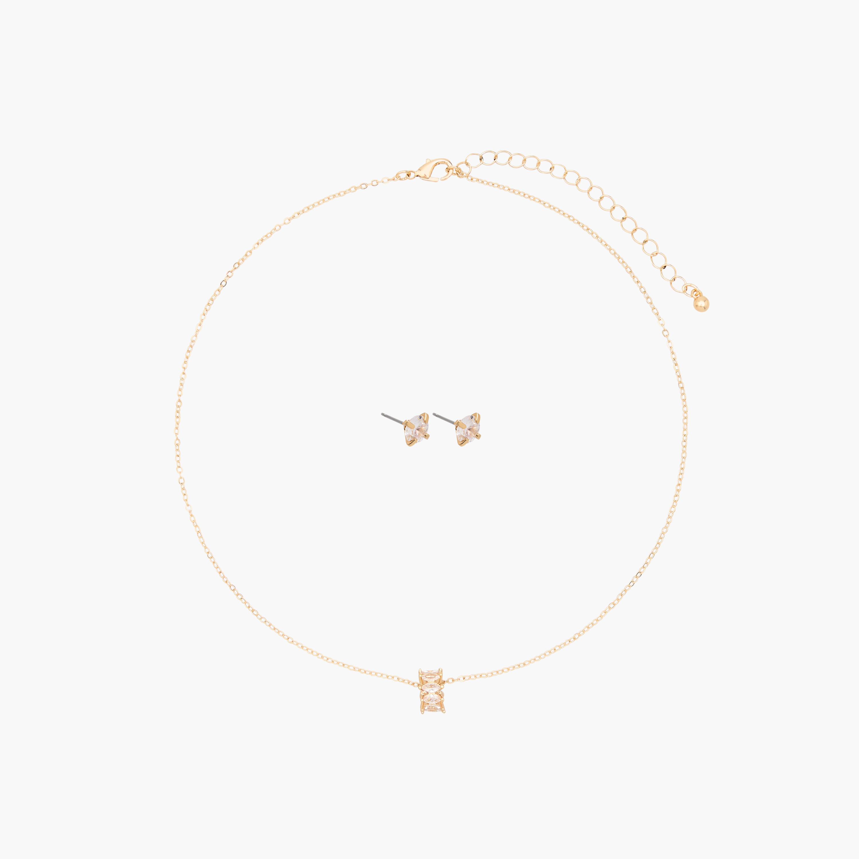 Set of 2 - Stone Embellished Necklace and Earrings-women-watchesandjewellery-jewellery-jewellerysets-image-1