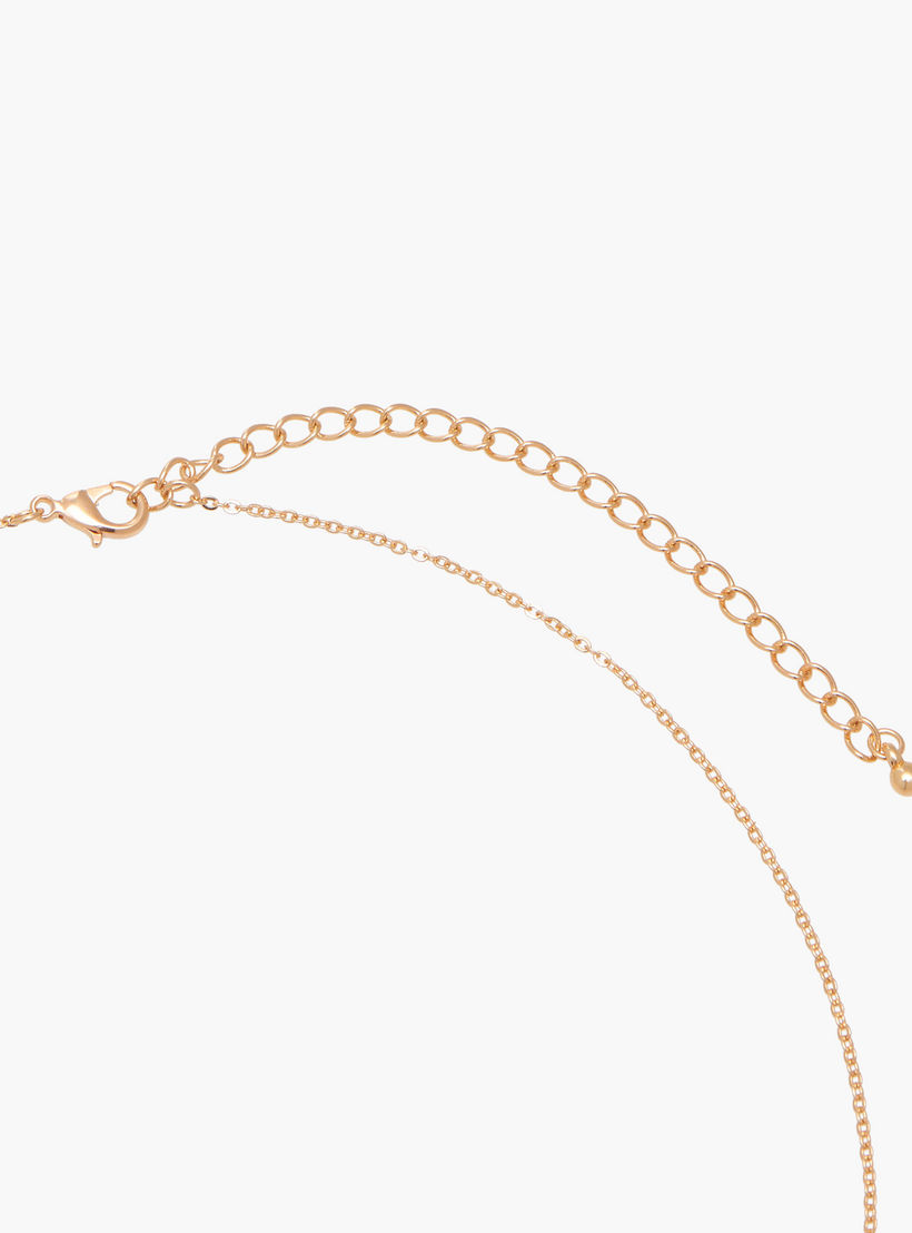 Gold Tone Cubic Zirconia Pendant Necklace with Floral Design-women-watchesandjewellery-jewellery-necklacesandpendants-image-6