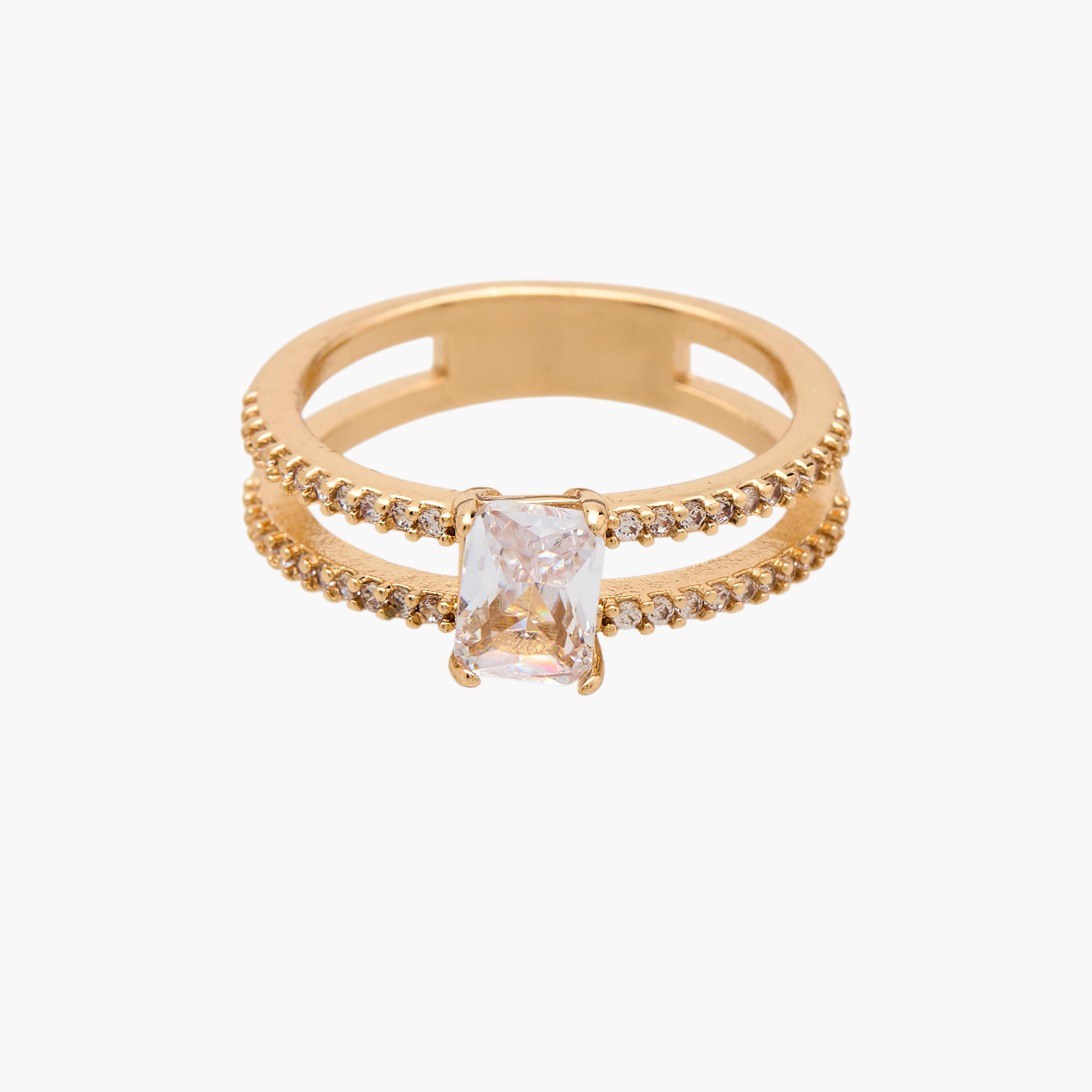 Gold Tone Cubic Zirconia Embellished Ring-women-watchesandjewellery-jewellery-rings-image-2