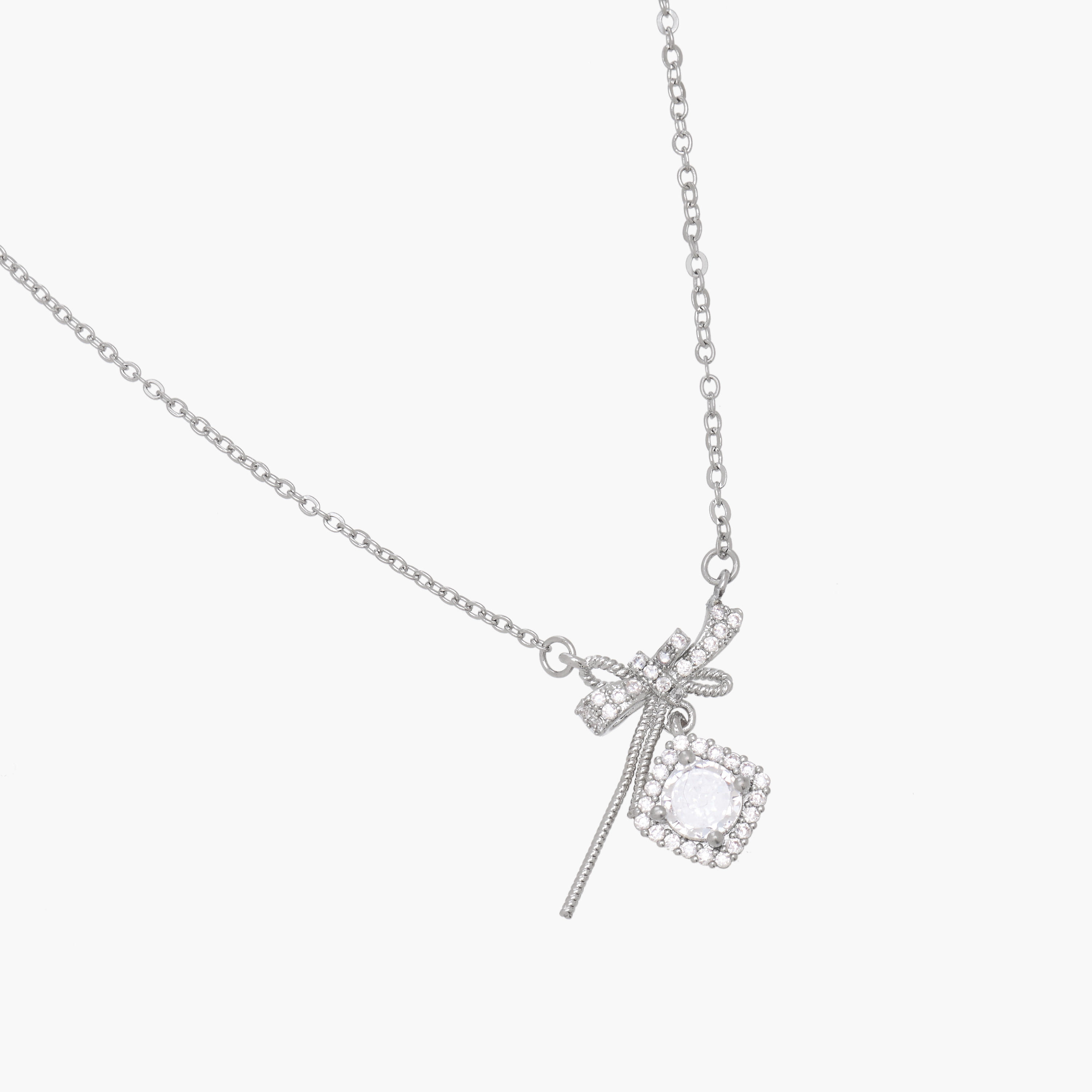 Silver Tone Necklace with Cubic Zirconia Embellishment-women-watchesandjewellery-jewellery-necklacesandpendants-image-2