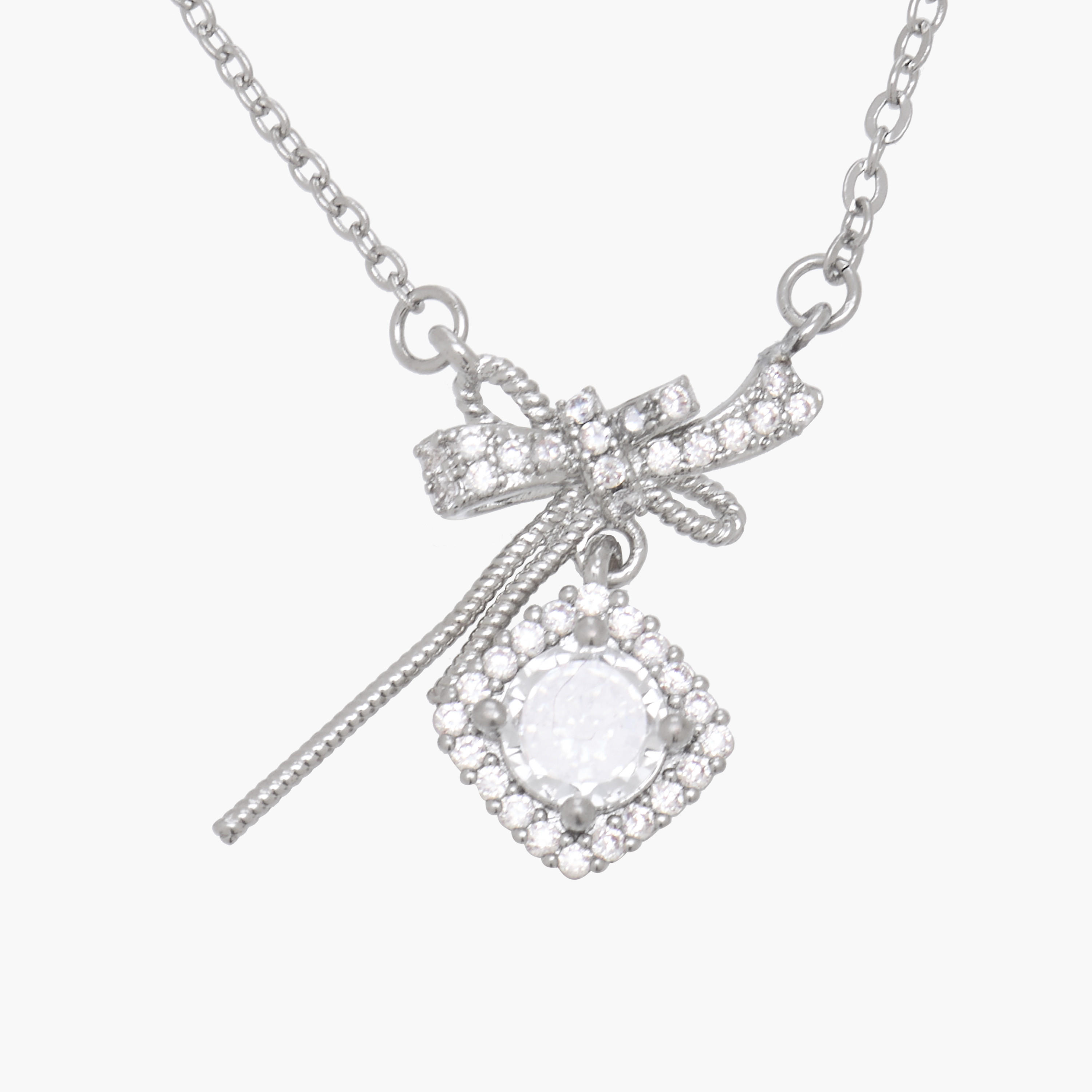 Silver Tone Necklace with Cubic Zirconia Embellishment-women-watchesandjewellery-jewellery-necklacesandpendants-image-3