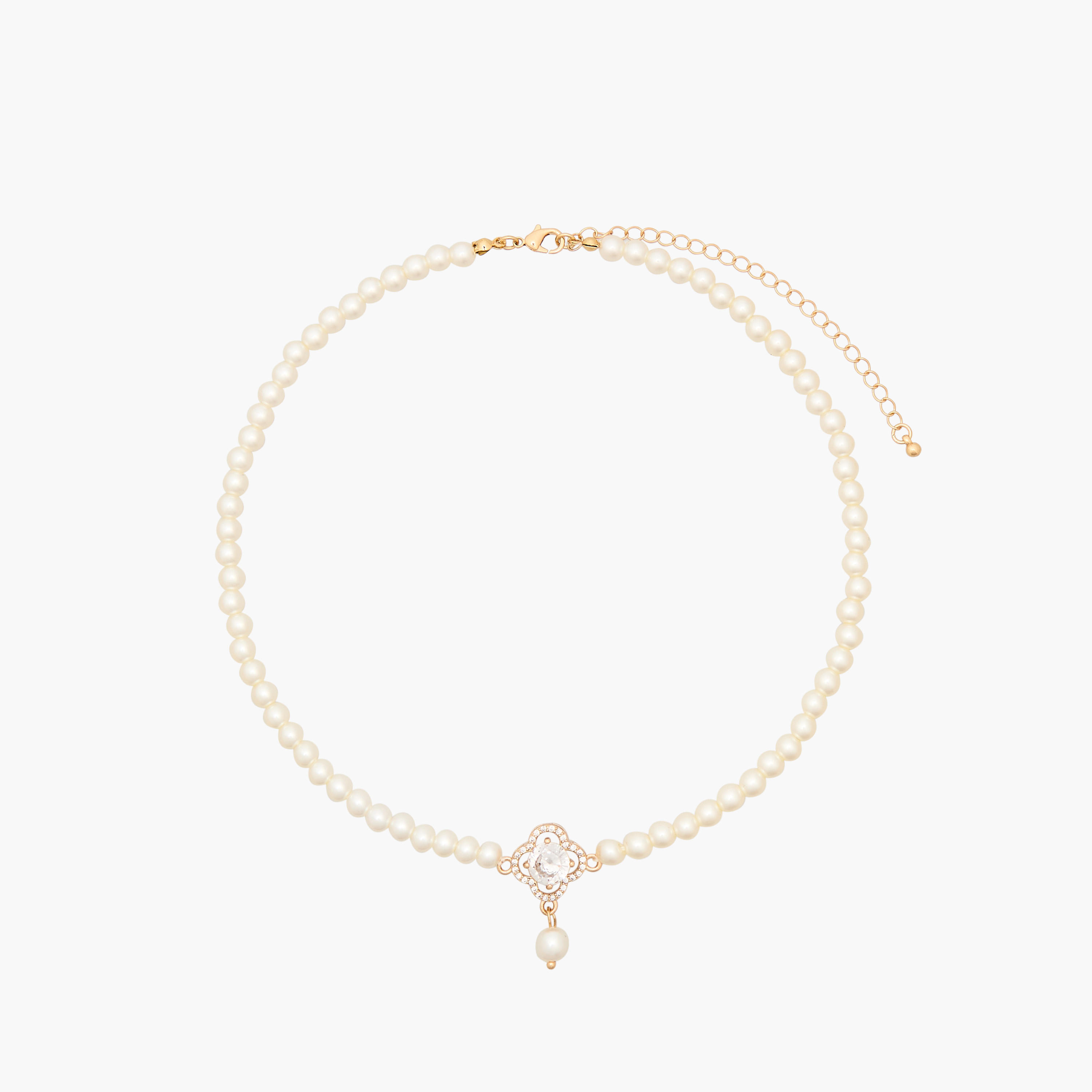 Gold Tone Necklace with Cubic Zirconia Pearl Embellishment-women-watchesandjewellery-jewellery-necklacesandpendants-image-1
