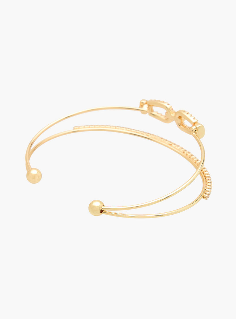 Gold Tone Cubic Zirconia Stone Embellished Cuff Bracelet-women-watchesandjewellery-jewellery-banglesandbracelets-image-3
