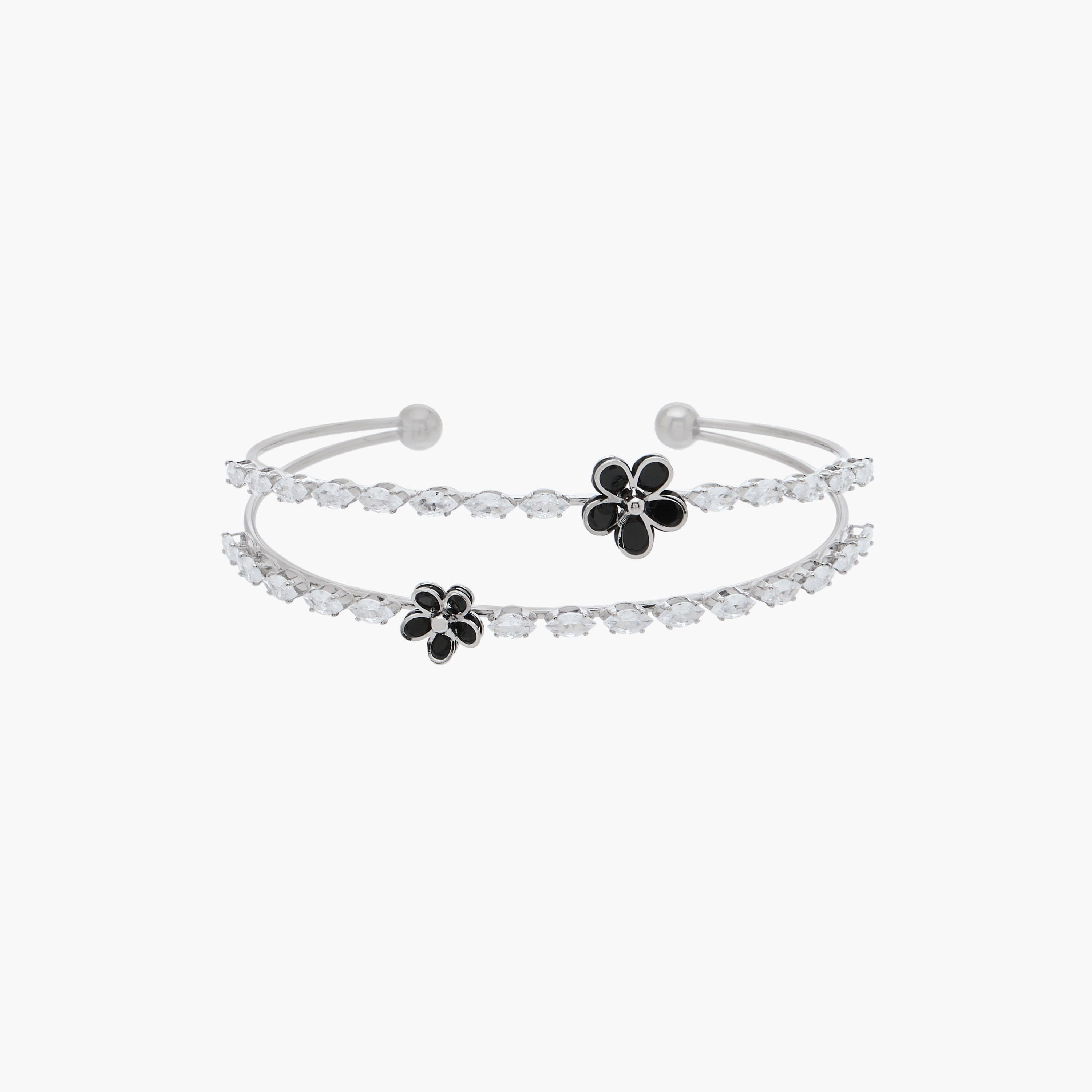 Metal Cubic Zirconia Embellished Cuff Bracelet-women-watchesandjewellery-jewellery-banglesandbracelets-image-1