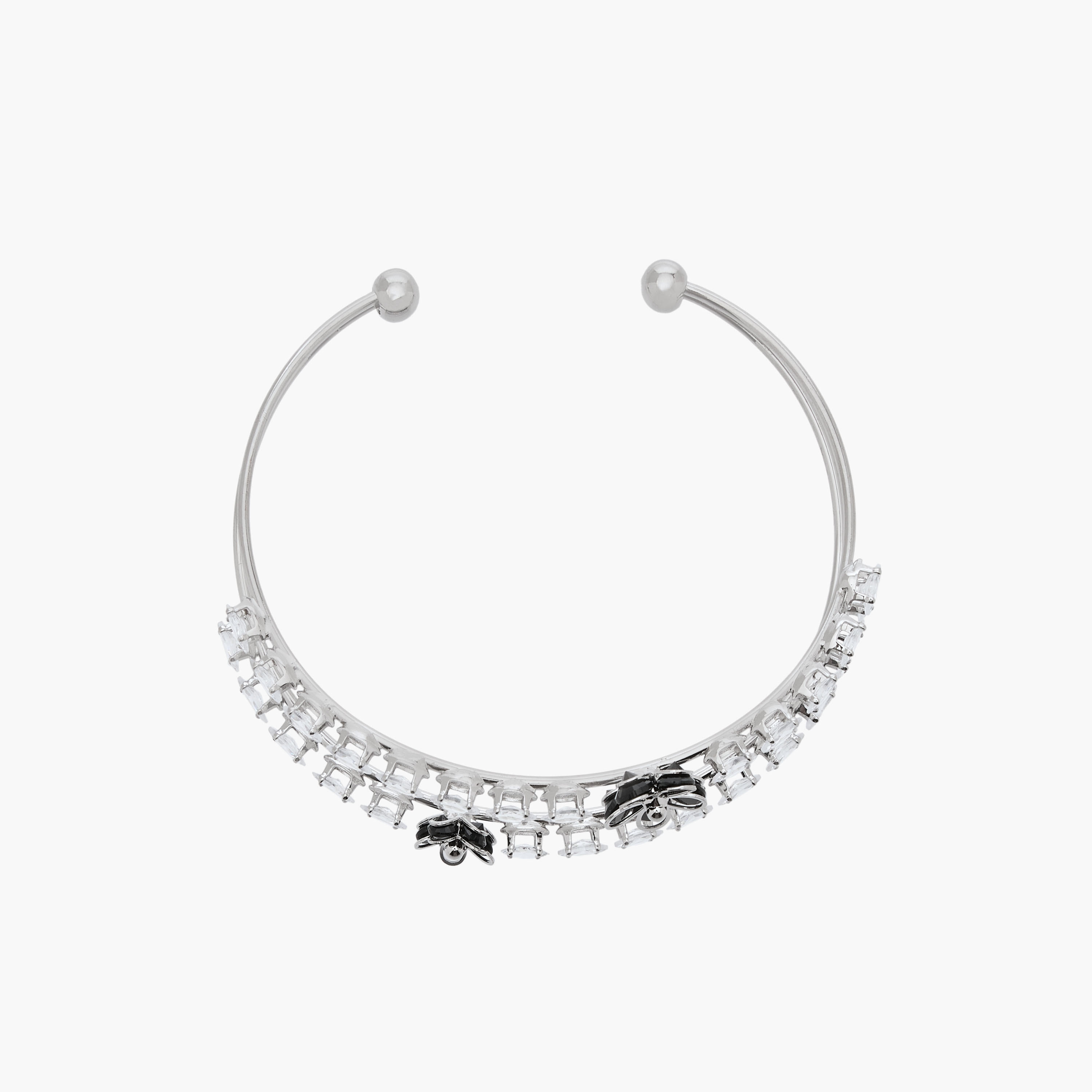 Metal Cubic Zirconia Embellished Cuff Bracelet-women-watchesandjewellery-jewellery-banglesandbracelets-image-2