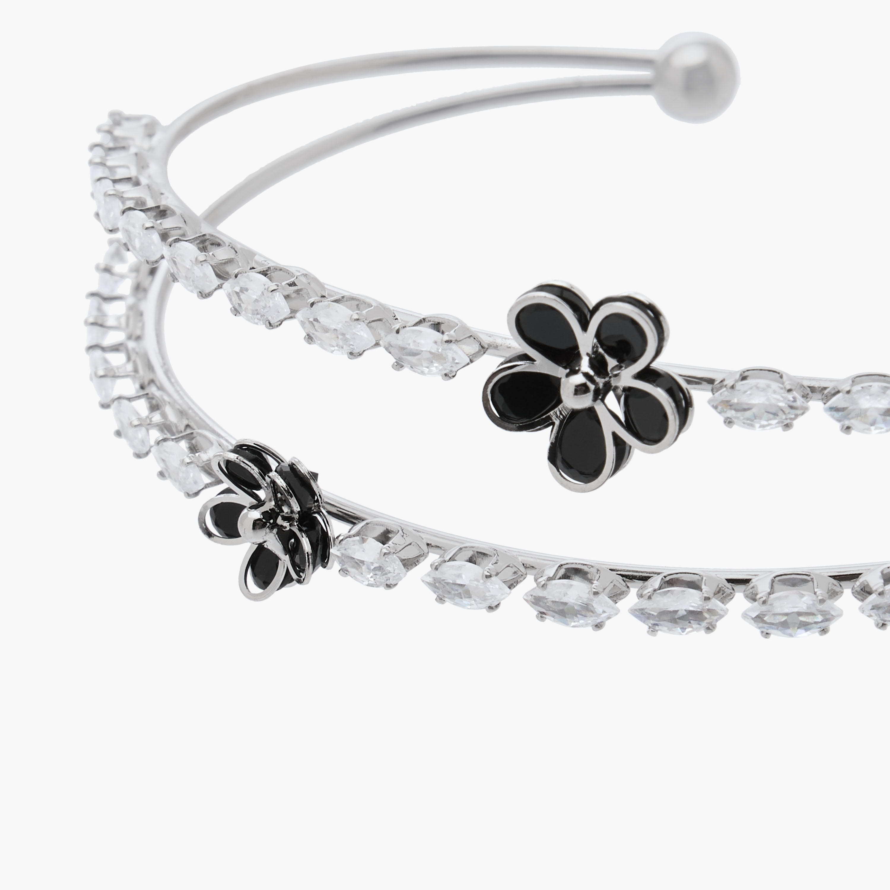 Metal Cubic Zirconia Embellished Cuff Bracelet-women-watchesandjewellery-jewellery-banglesandbracelets-image-3