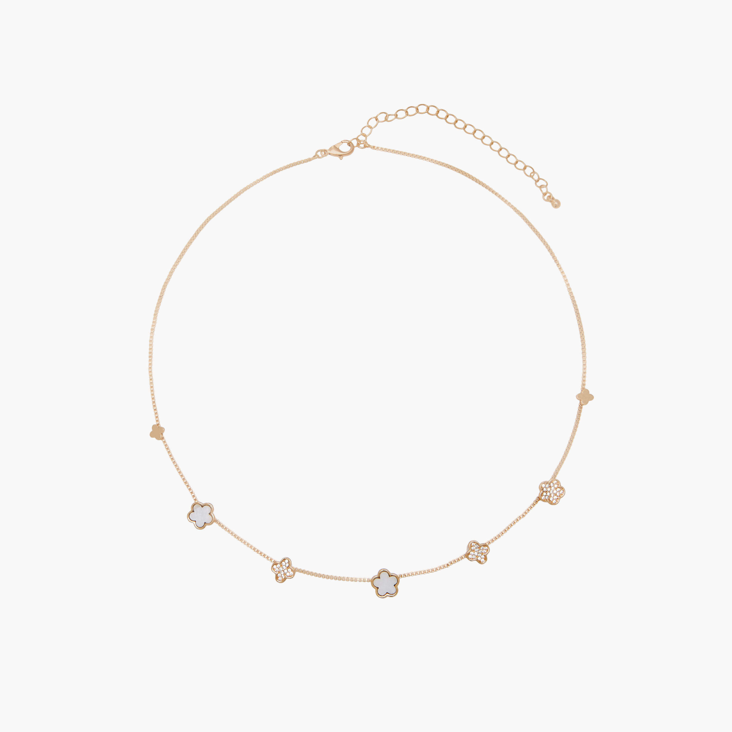 Gold Tone Necklace with Diamante Floral Accents-women-watchesandjewellery-jewellery-necklacesandpendants-image-1
