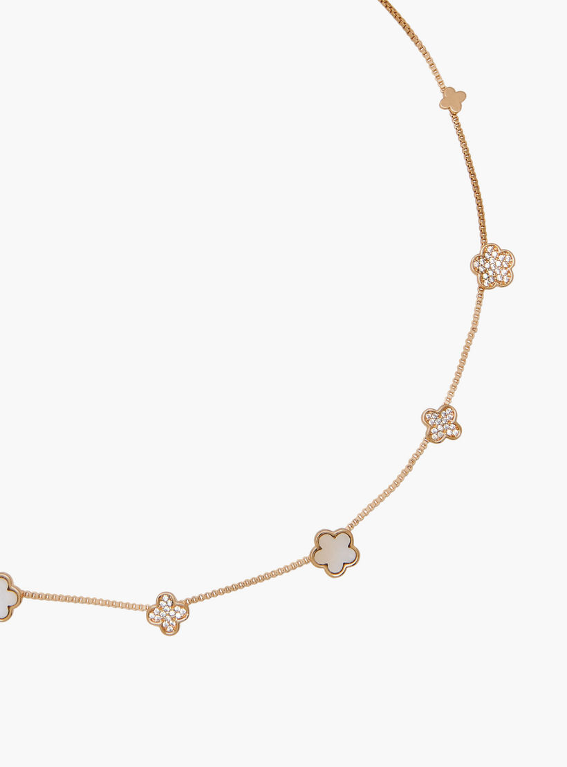 Gold Tone Necklace with Diamante Floral Accents-women-watchesandjewellery-jewellery-necklacesandpendants-image-2