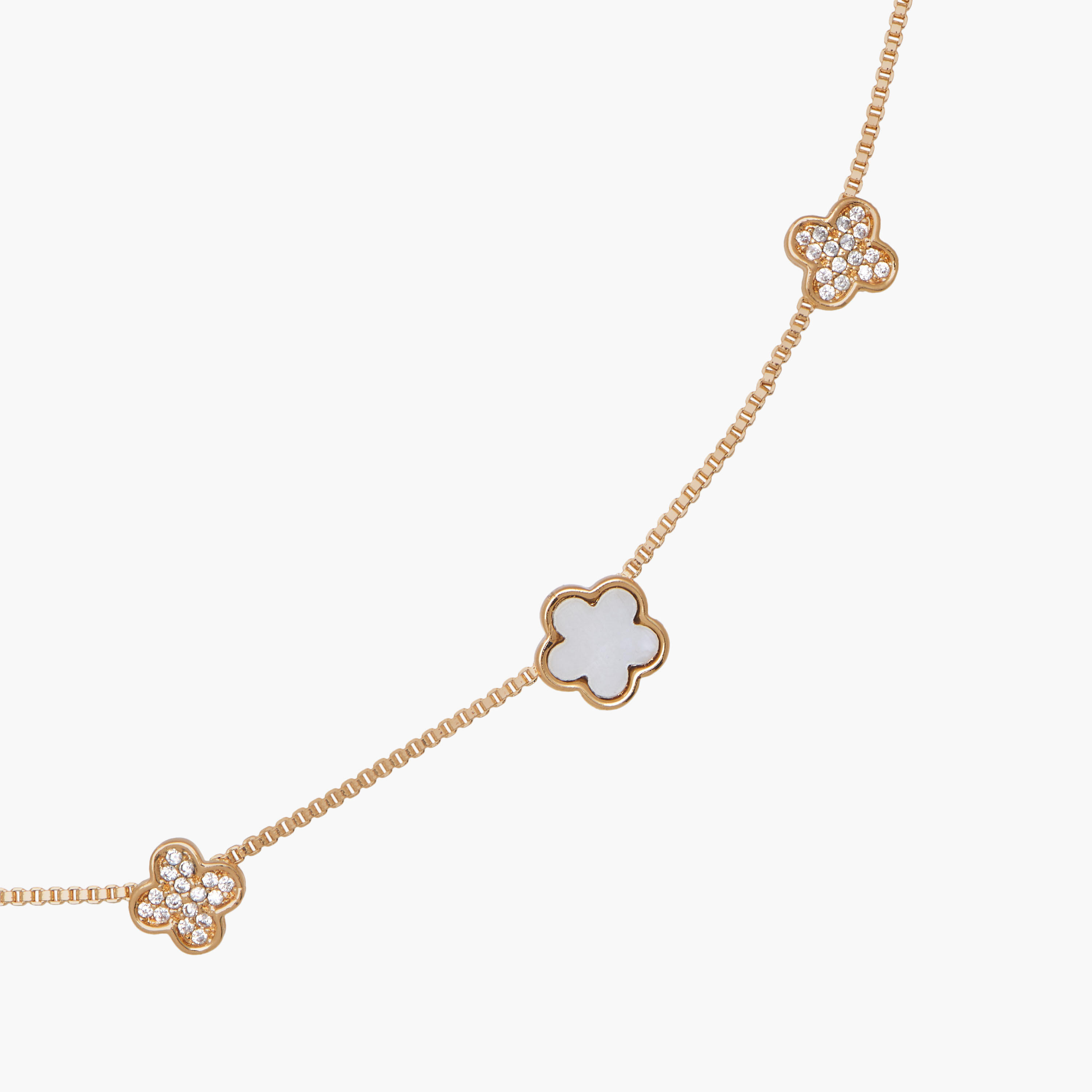 Gold Tone Necklace with Diamante Floral Accents-women-watchesandjewellery-jewellery-necklacesandpendants-image-3