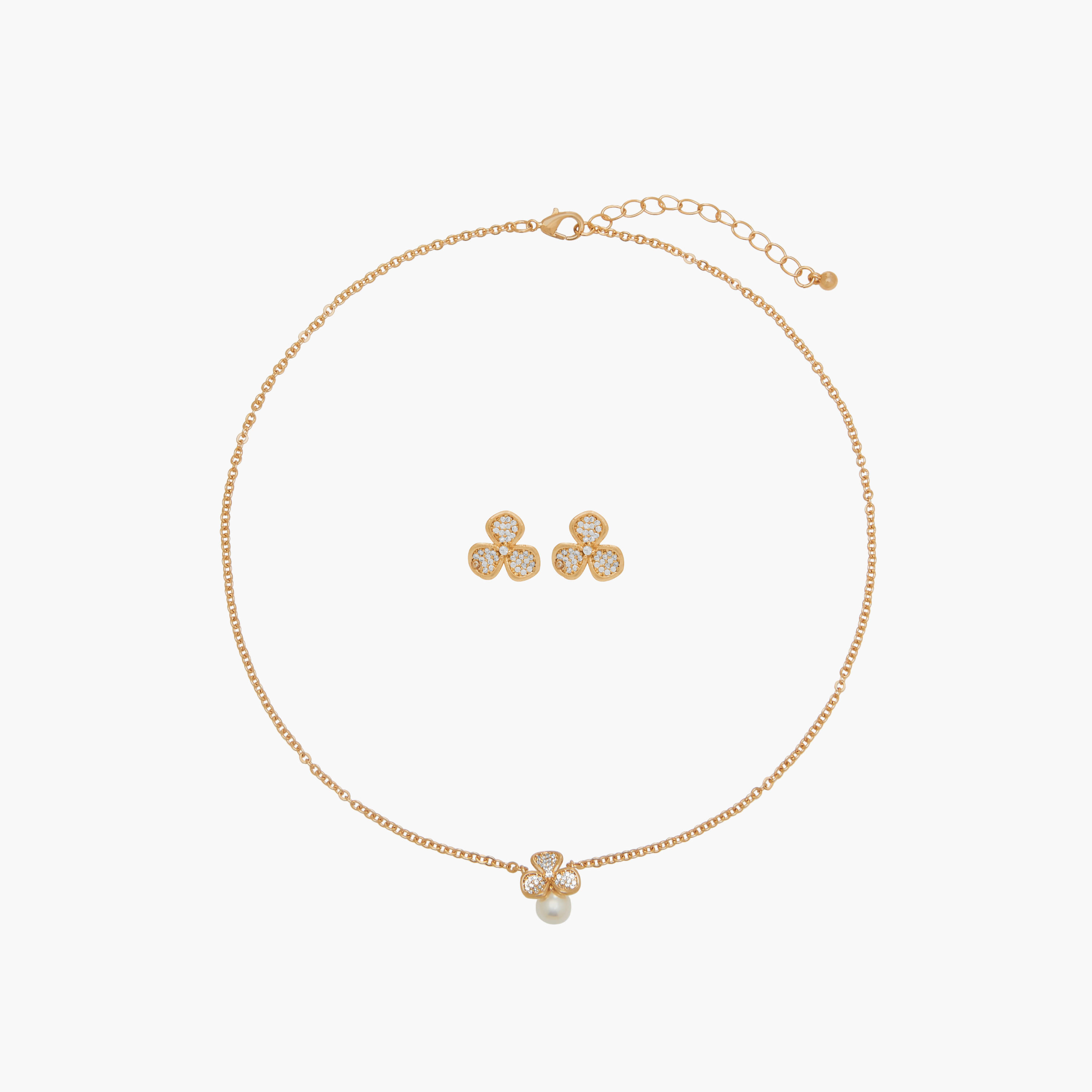 Set of 2 - Cubic Zirconia Embellished Pendant Necklace and Earrings-women-watchesandjewellery-jewellery-jewellerysets-image-1