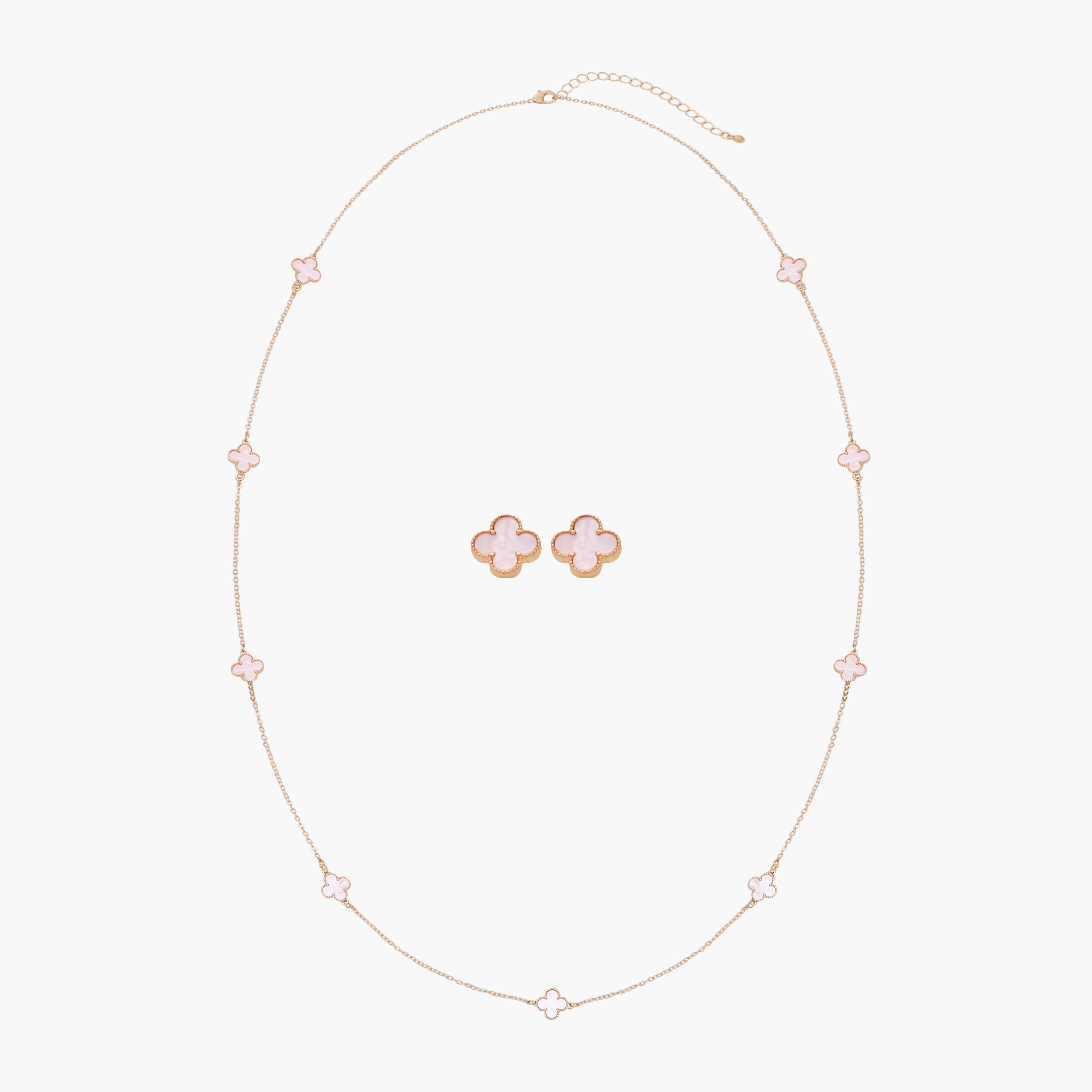 عقد بدلاية زهرية وتزيينات وحلق - طقم من قطعتين-women-watchesandjewellery-jewellery-jewellerysets-image-1