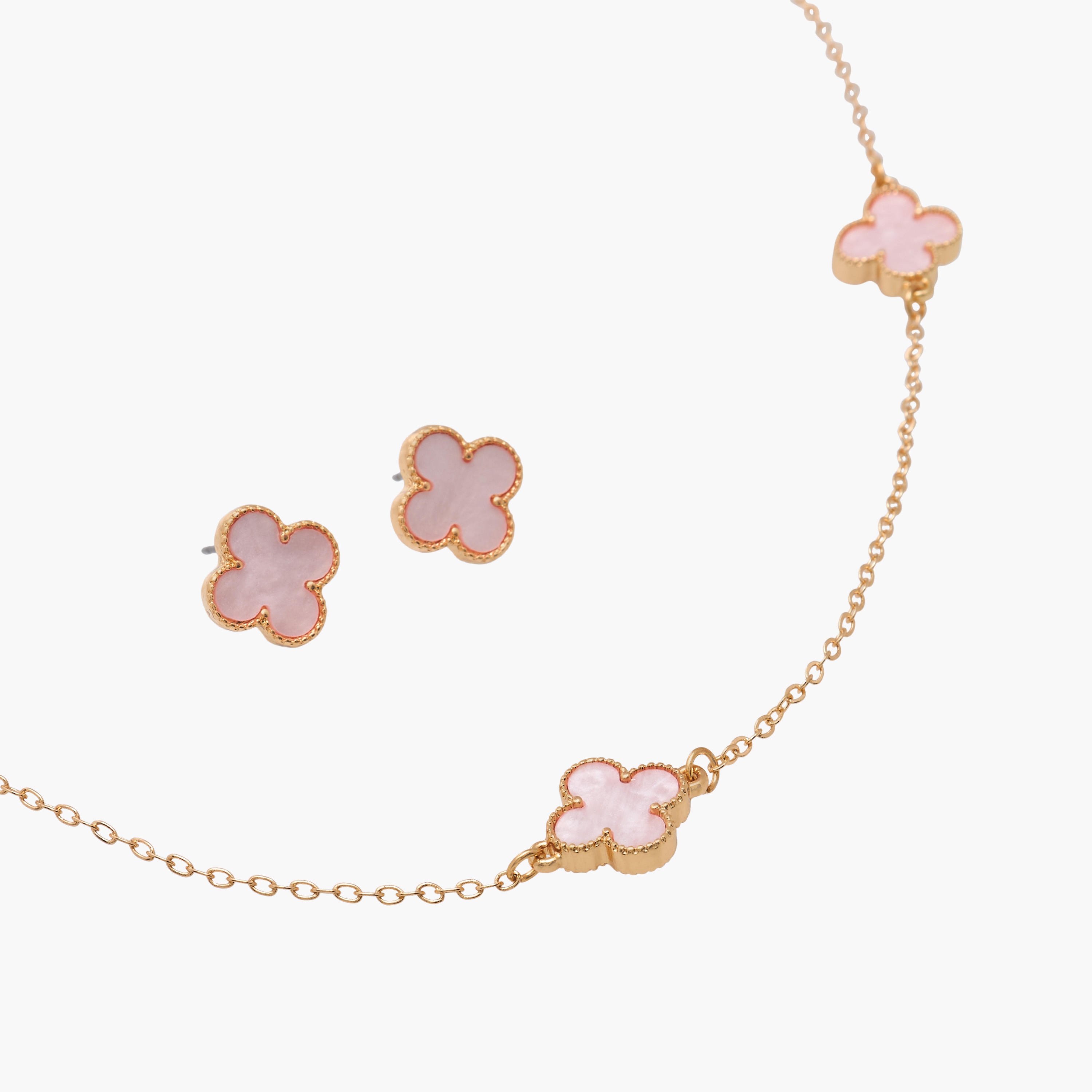 عقد بدلاية زهرية وتزيينات وحلق - طقم من قطعتين-women-watchesandjewellery-jewellery-jewellerysets-image-4