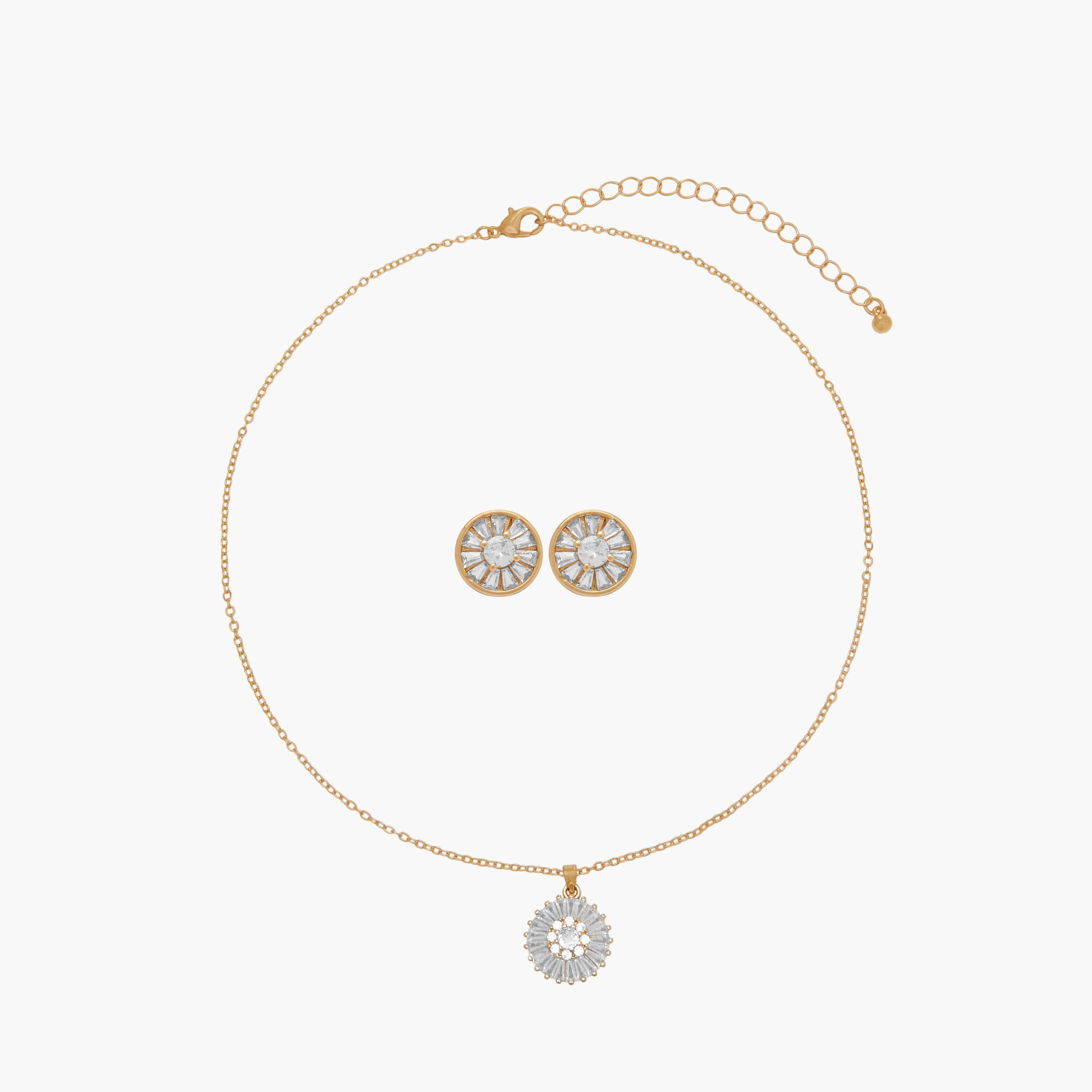Set of 2 - Cubic Zirconia Embellished Pendant Necklace and Earrings-women-watchesandjewellery-jewellery-jewellerysets-image-1
