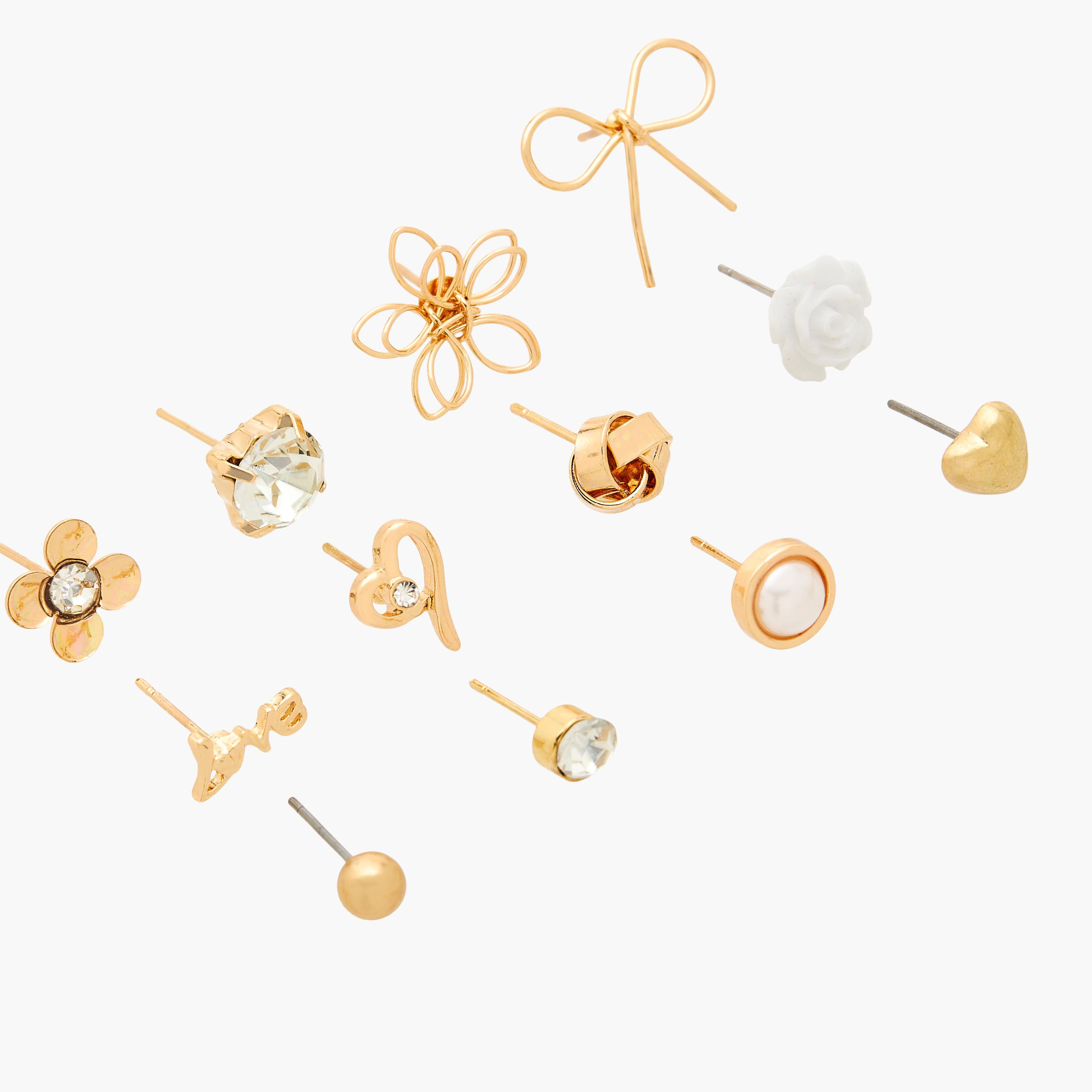 Pack of 12 Metallic Embellished Stud Earrings with Pushback Closure-women-watchesandjewellery-jewellery-earrings-image-3