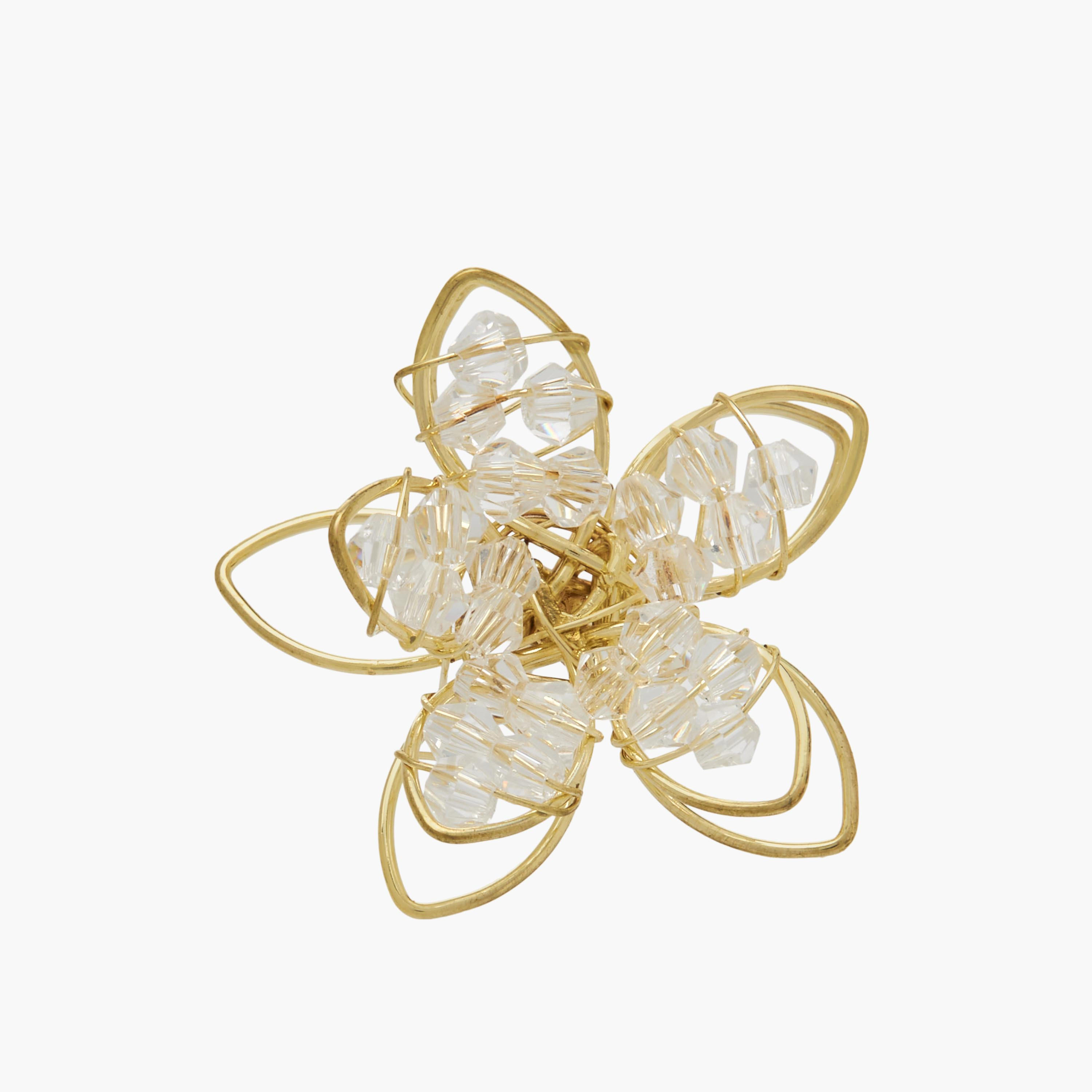 Gold Tone Bead Embellished Floral Earrings with Pushback Closure-women-watchesandjewellery-jewellery-earrings-image-3