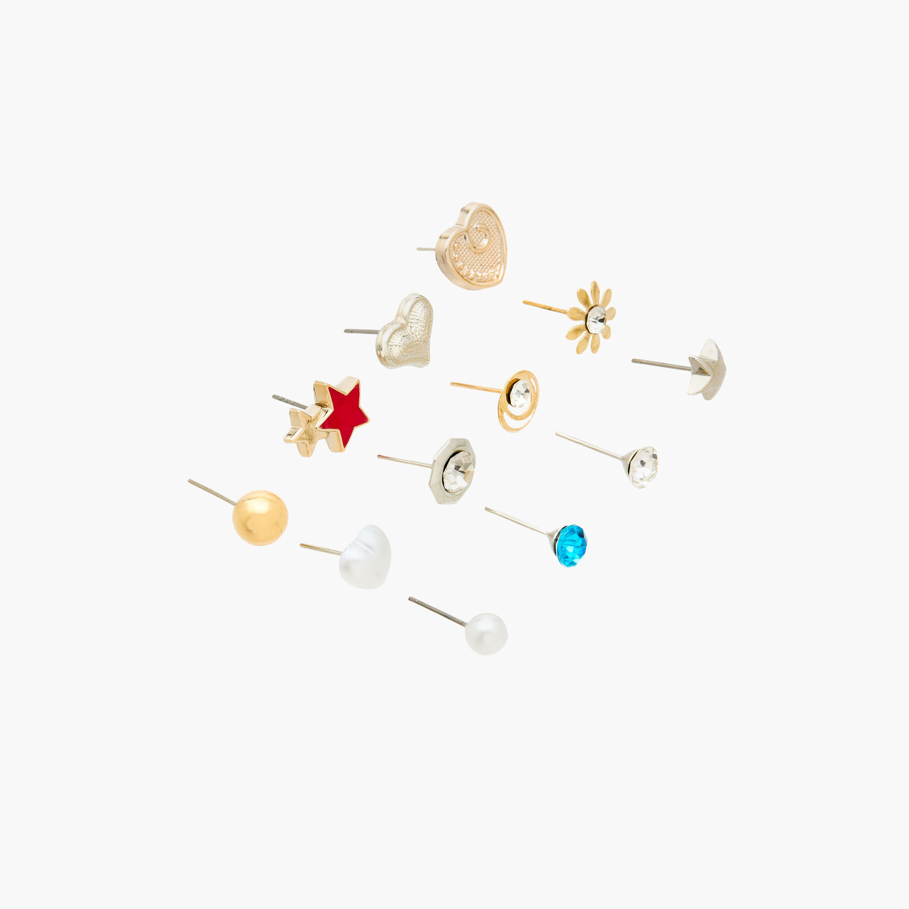Pack of 12 Metallic Embellished Stud Earrings with Pushback Closure-women-watchesandjewellery-jewellery-earrings-image-2
