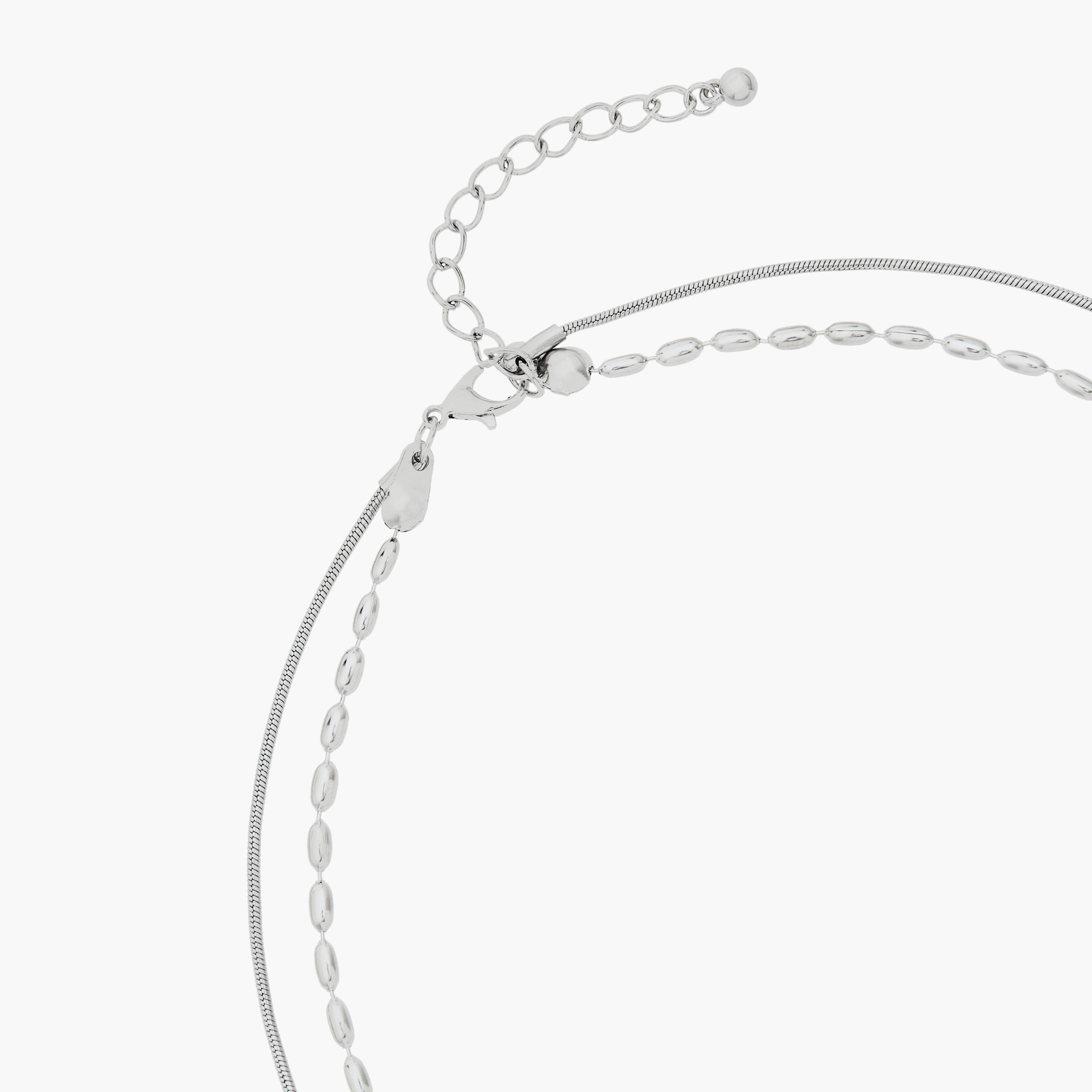 Silver Tone Layered Necklace with Pearl Embellishment-women-watchesandjewellery-jewellery-necklacesandpendants-image-4