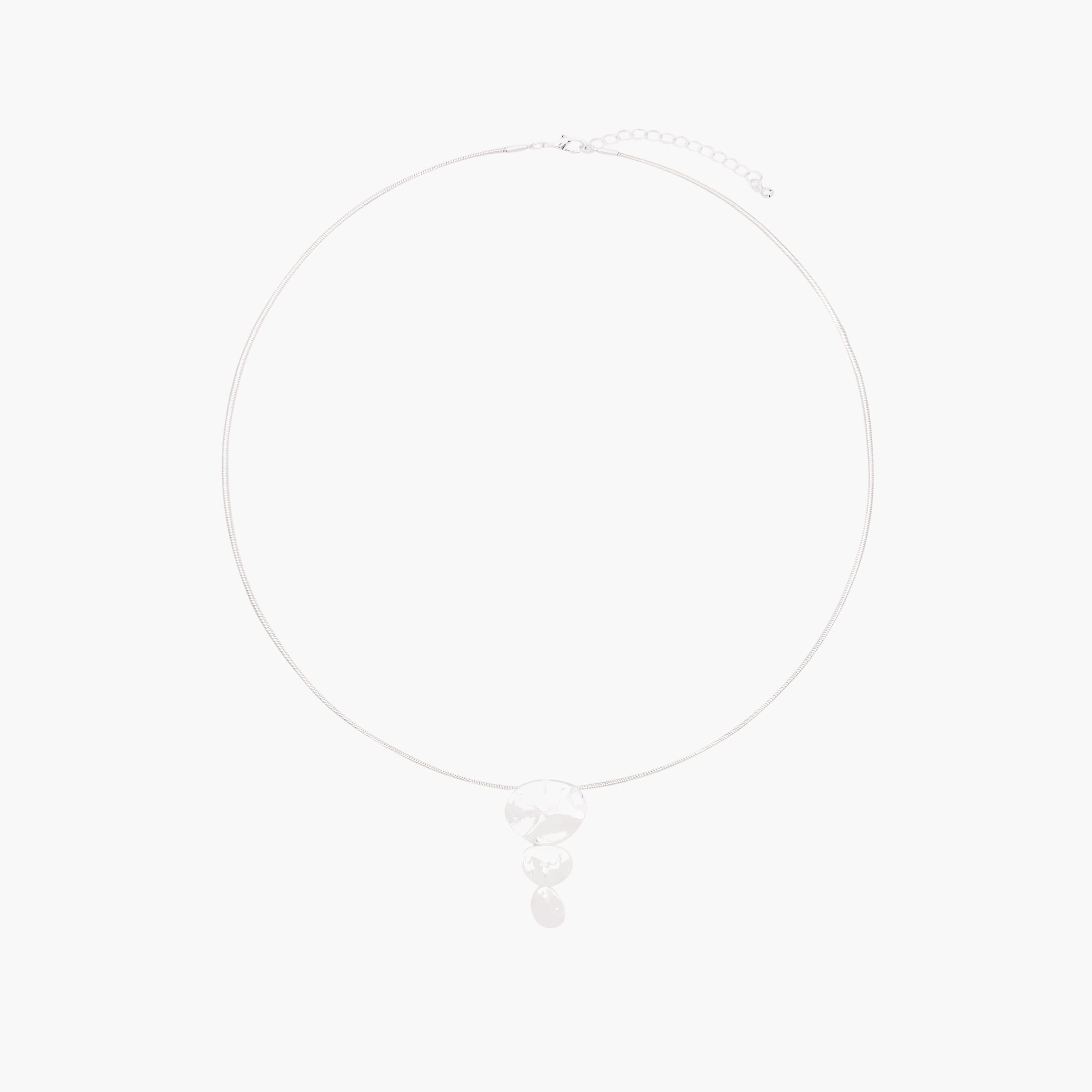 Silver Tone Pendant Necklace with Hammered Design-women-watchesandjewellery-jewellery-necklacesandpendants-image-1