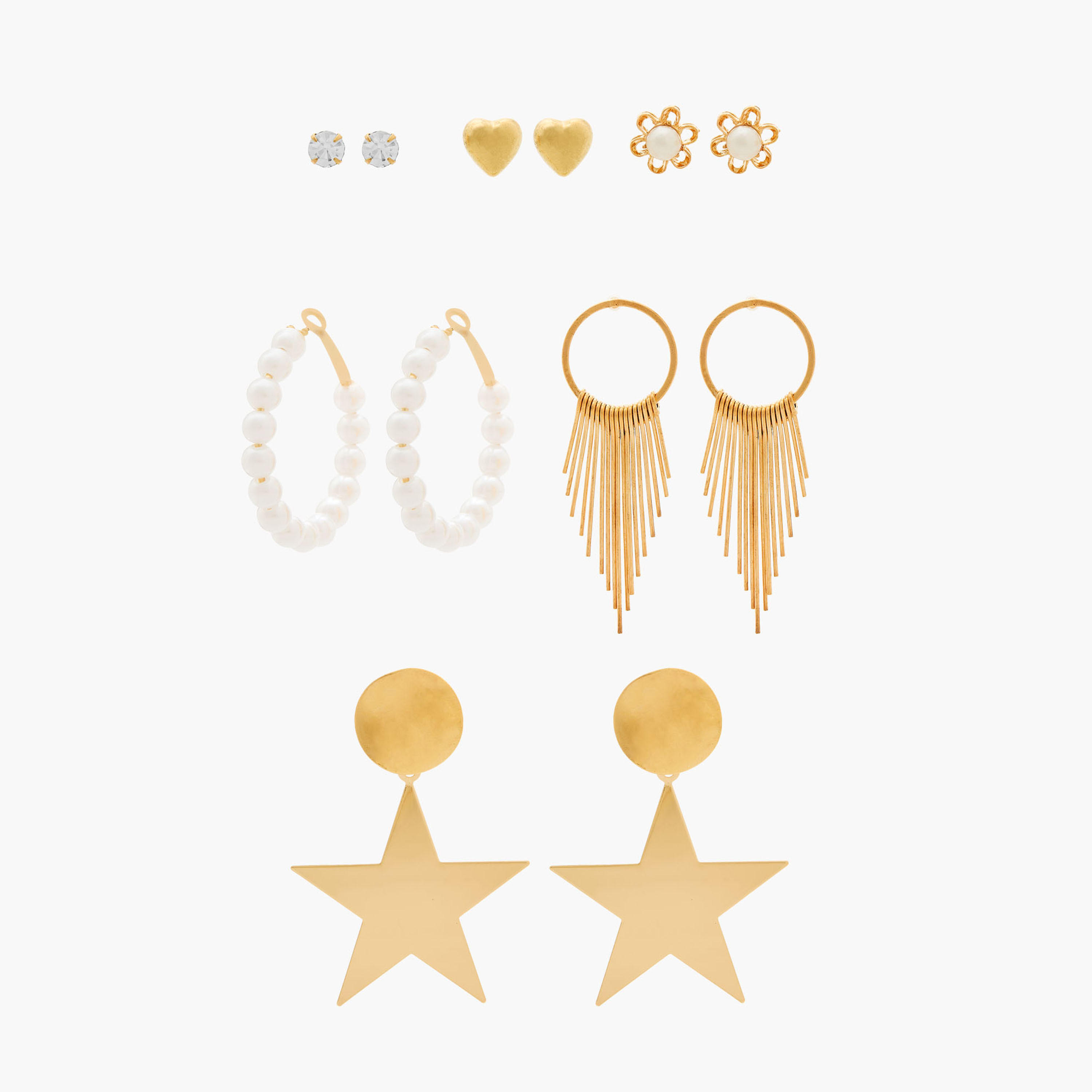 Pack of 6 Gold Tone Assorted Earrings-women-watchesandjewellery-jewellery-earrings-image-1