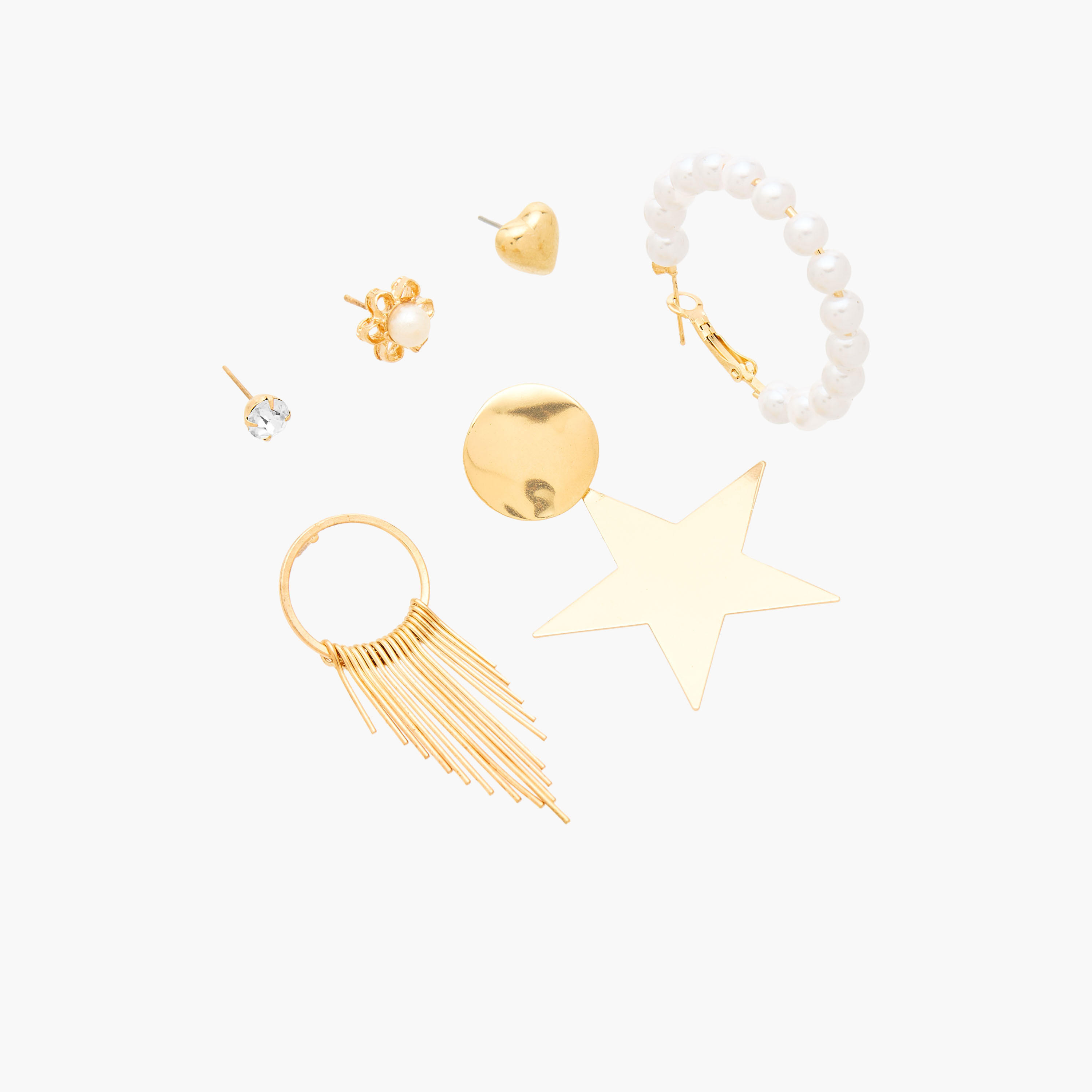 Pack of 6 Gold Tone Assorted Earrings-women-watchesandjewellery-jewellery-earrings-image-2