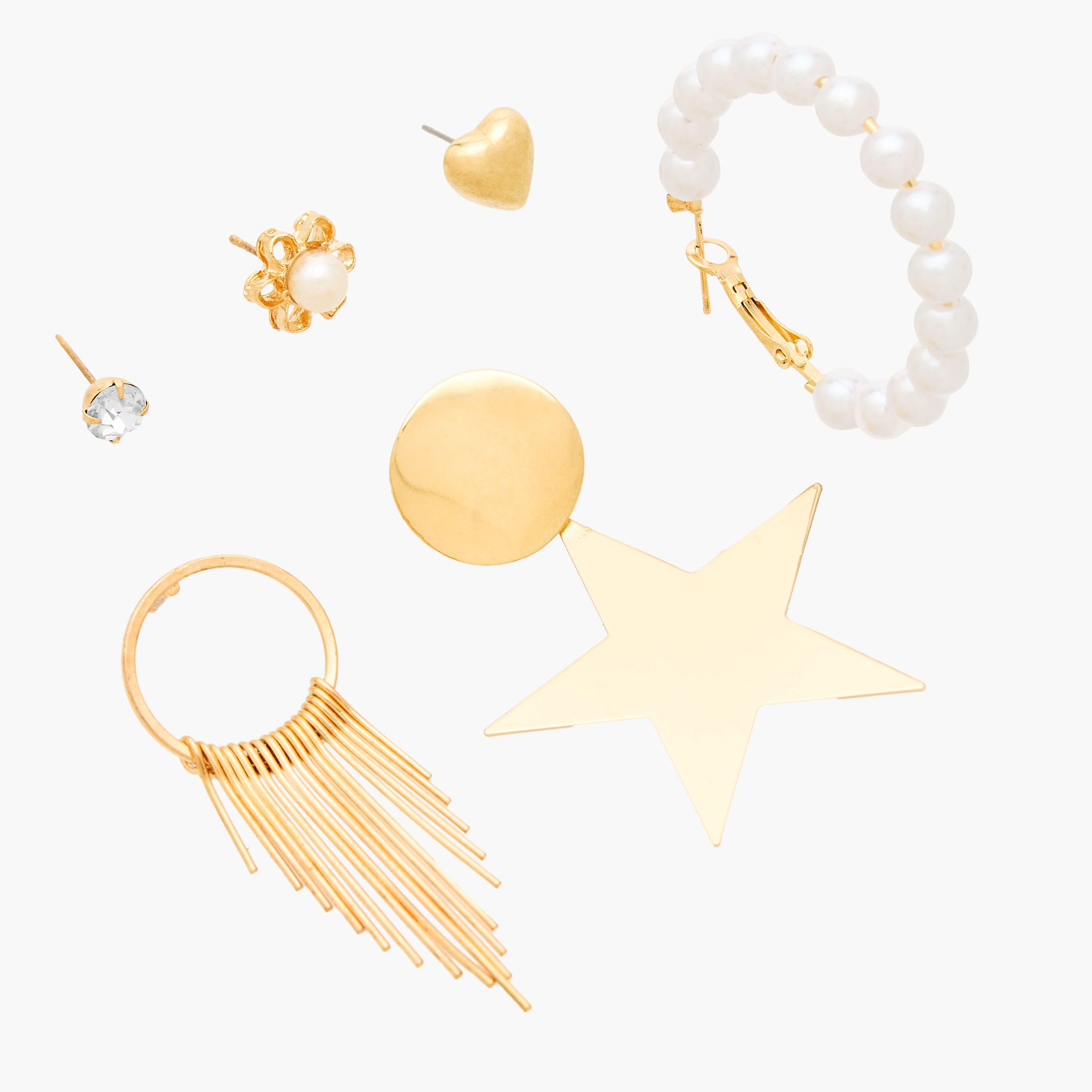 Pack of 6 Gold Tone Assorted Earrings-women-watchesandjewellery-jewellery-earrings-image-3